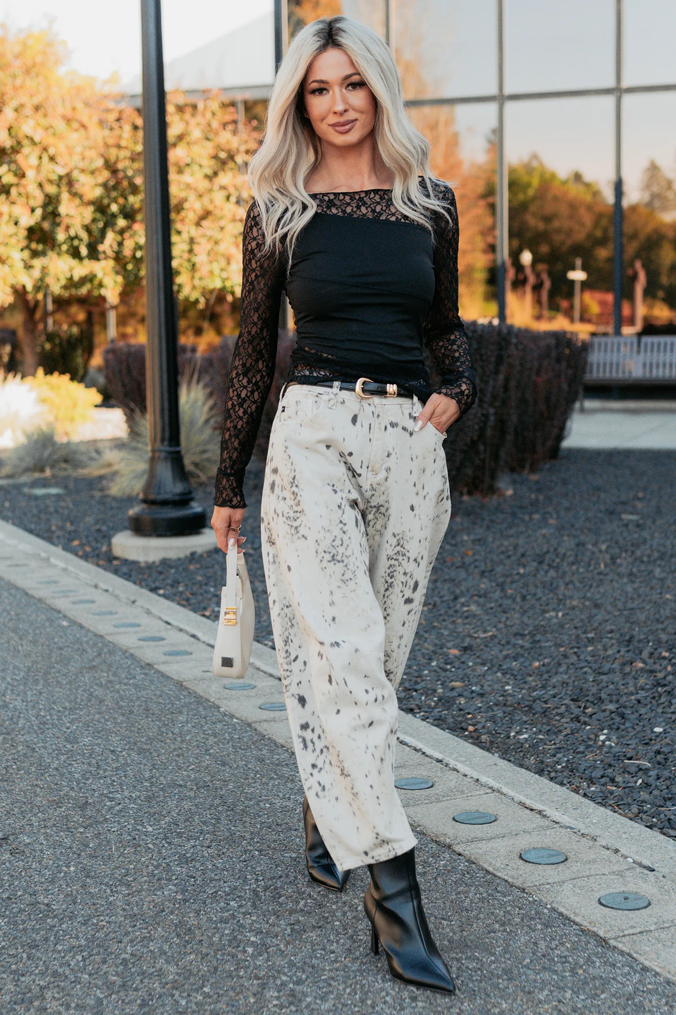 All The Assets Floral Lace Long Sleeve Top (Black) - Image 2