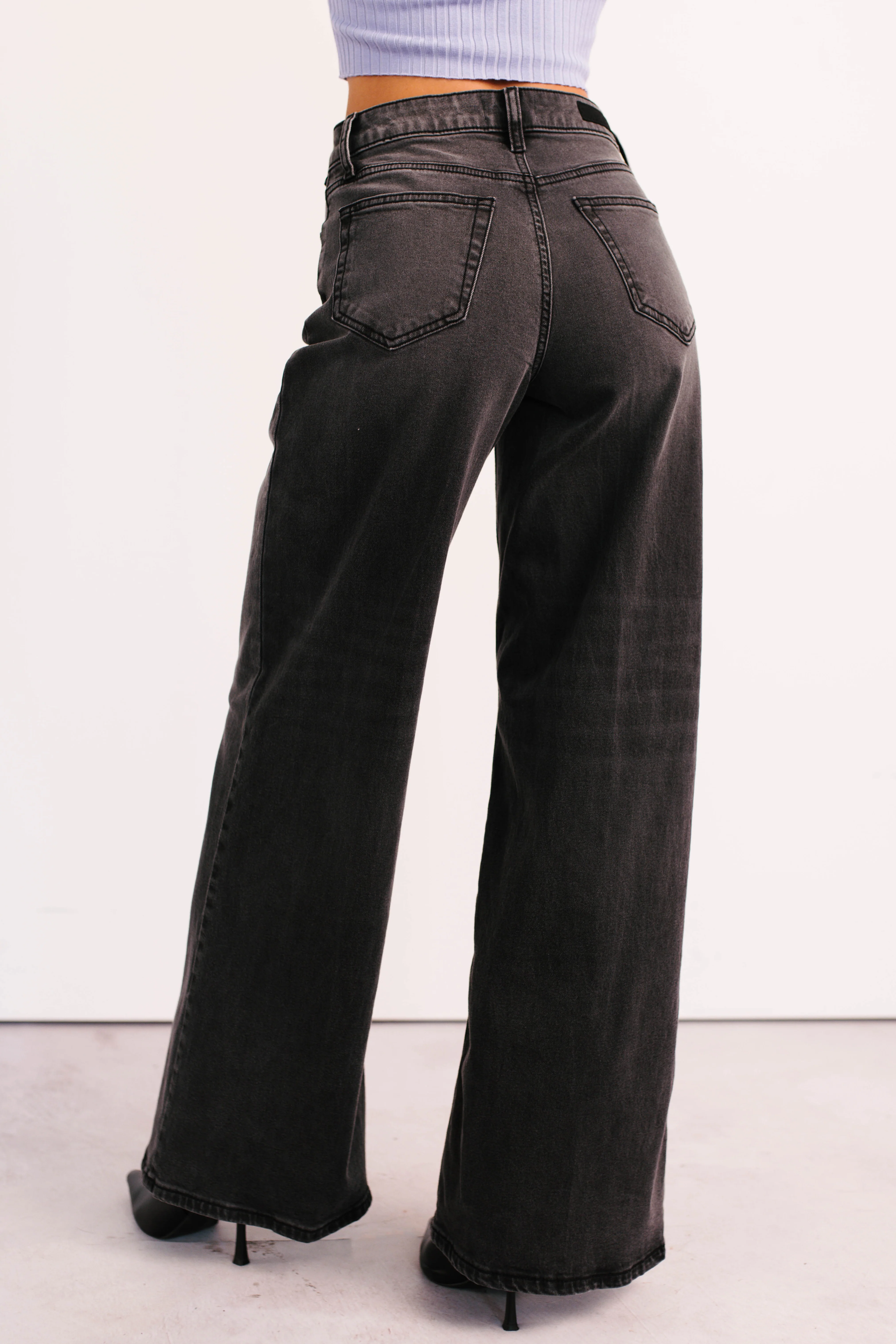 Bane High Rise Wide Leg Cello Jeans (Grey) - Image 9