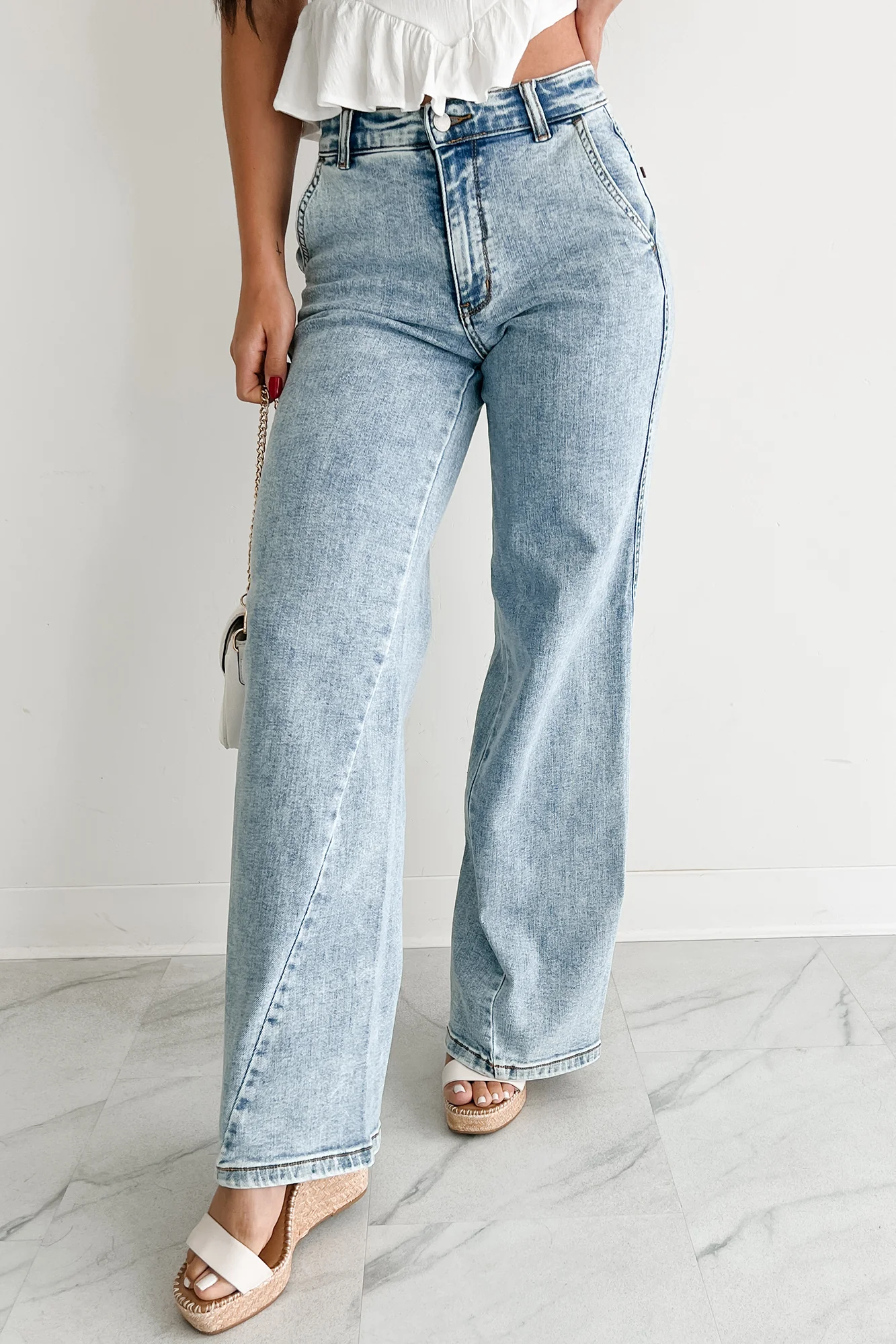 Beverly High Rise Judy Blue Wide Leg Jeans (Light) - Image 6