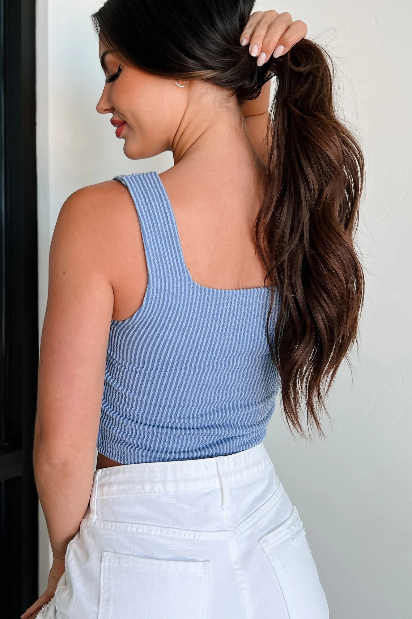 Bogey Wasabi + Mint Ribbed Tank Top (Light Denim) - Image 4