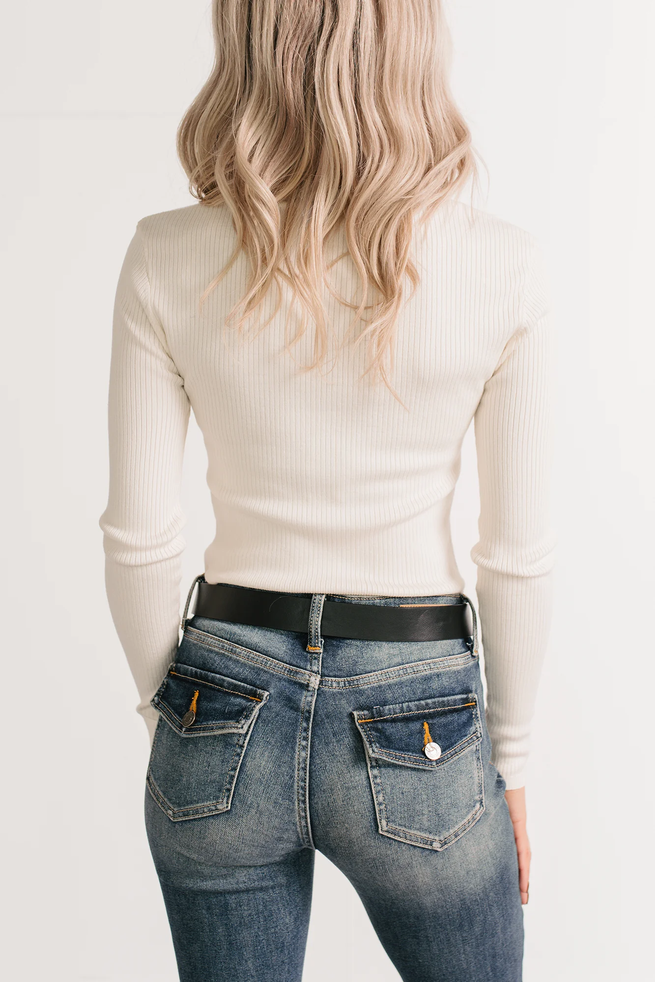 Born Sweet V Neck Ribbed Knit Top (Cream) - Image 7