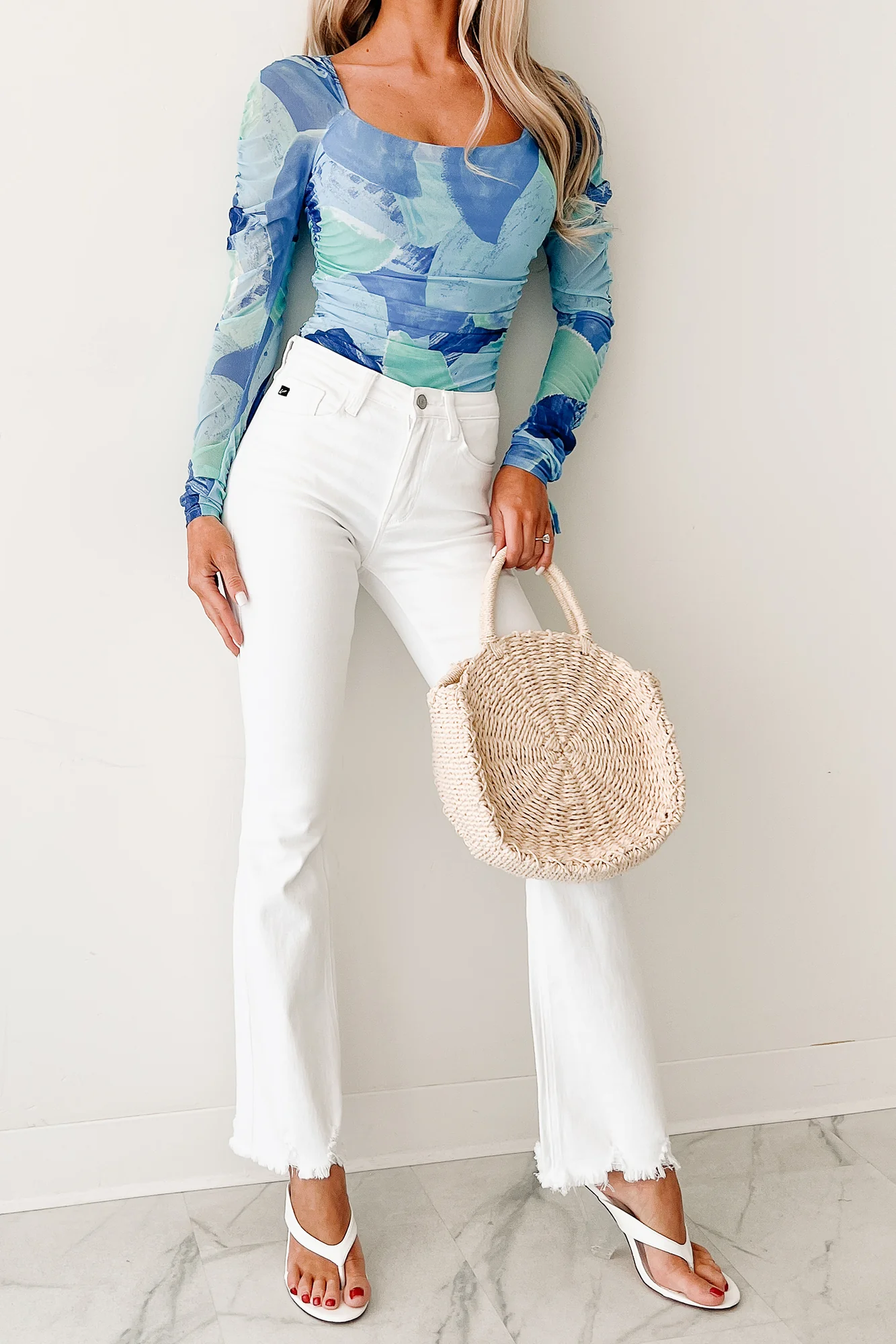 Brianca High Rise Kancan Bootcut Jeans (White) - Image 4