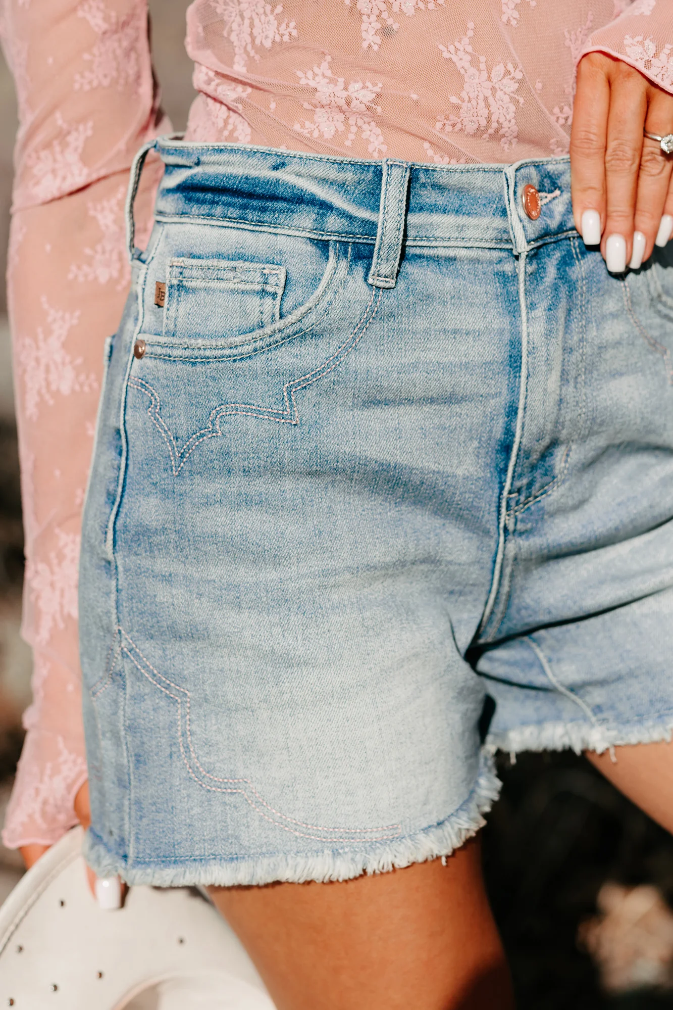 Brylee Western Embroidered Judy Blue Shorts (Light) - Image 2