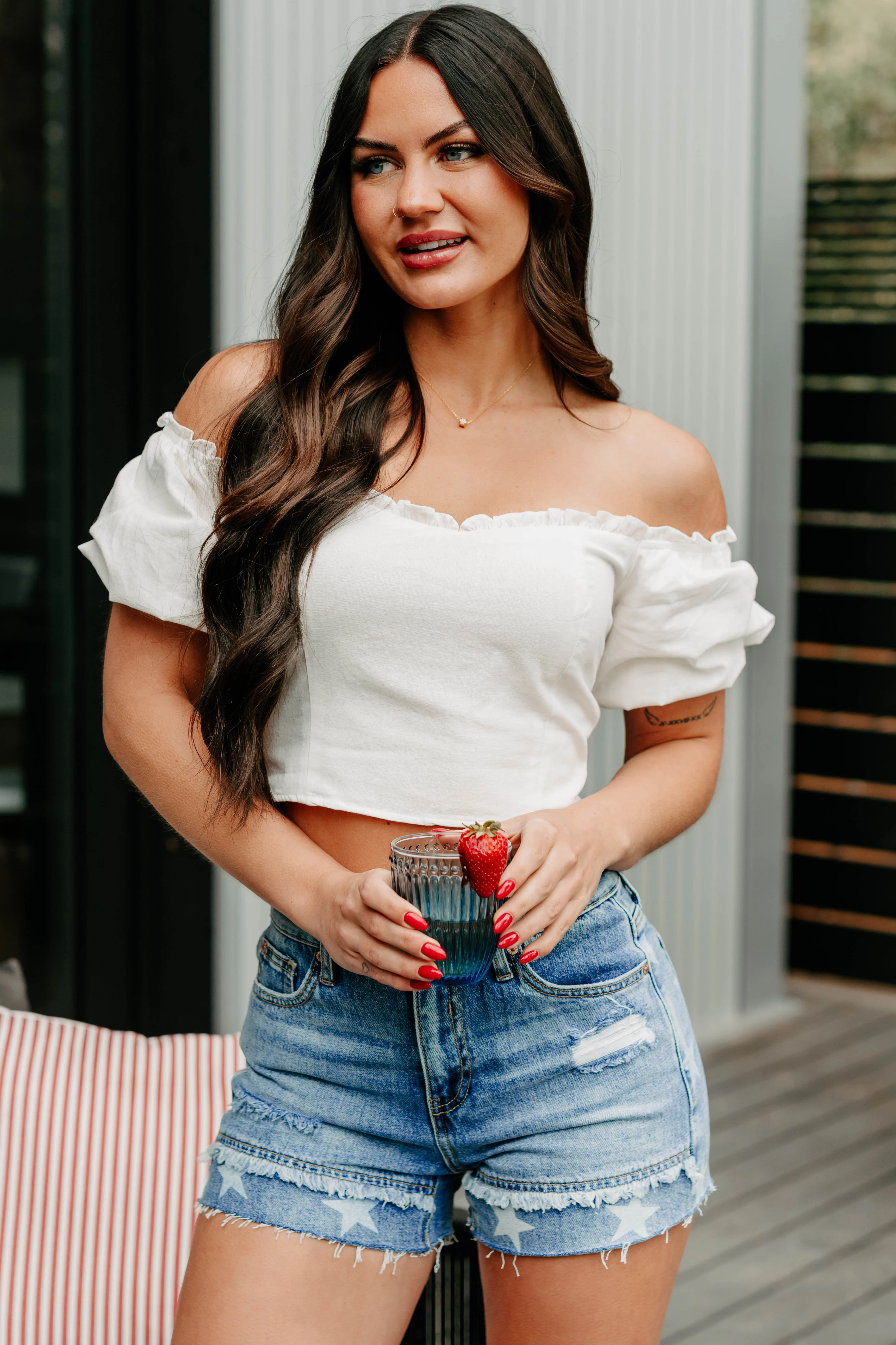 Call Me Cute Puff Sleeve Sweetheart Top (Off White) - Image 9