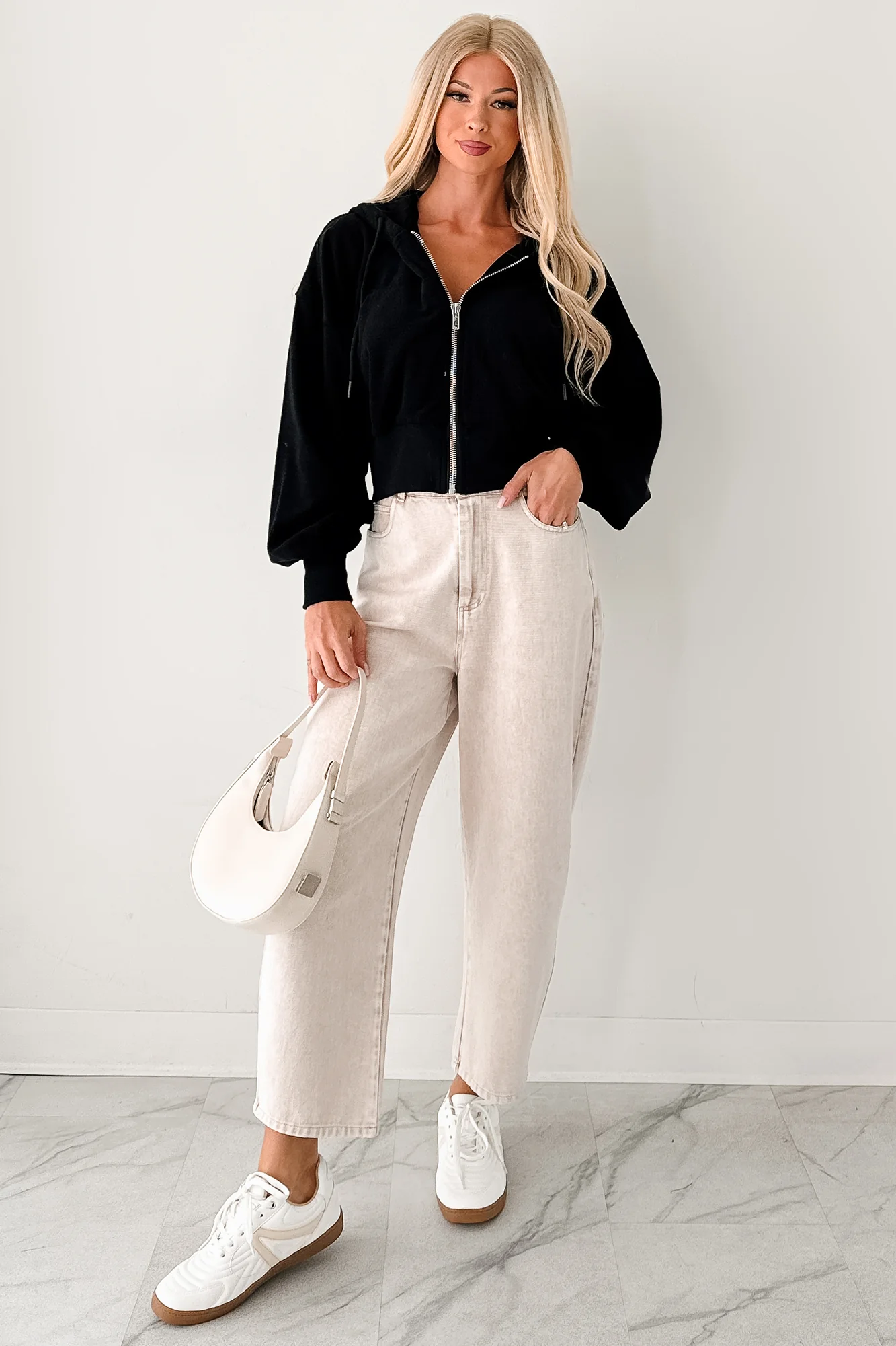 Calloway High Rise Barrel Jeans (Washed Ecru) - Image 7