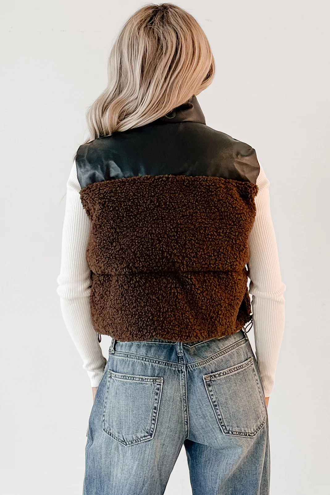 Candle Lit Nights Sherpa Puffer Vest (Brown) - Image 4