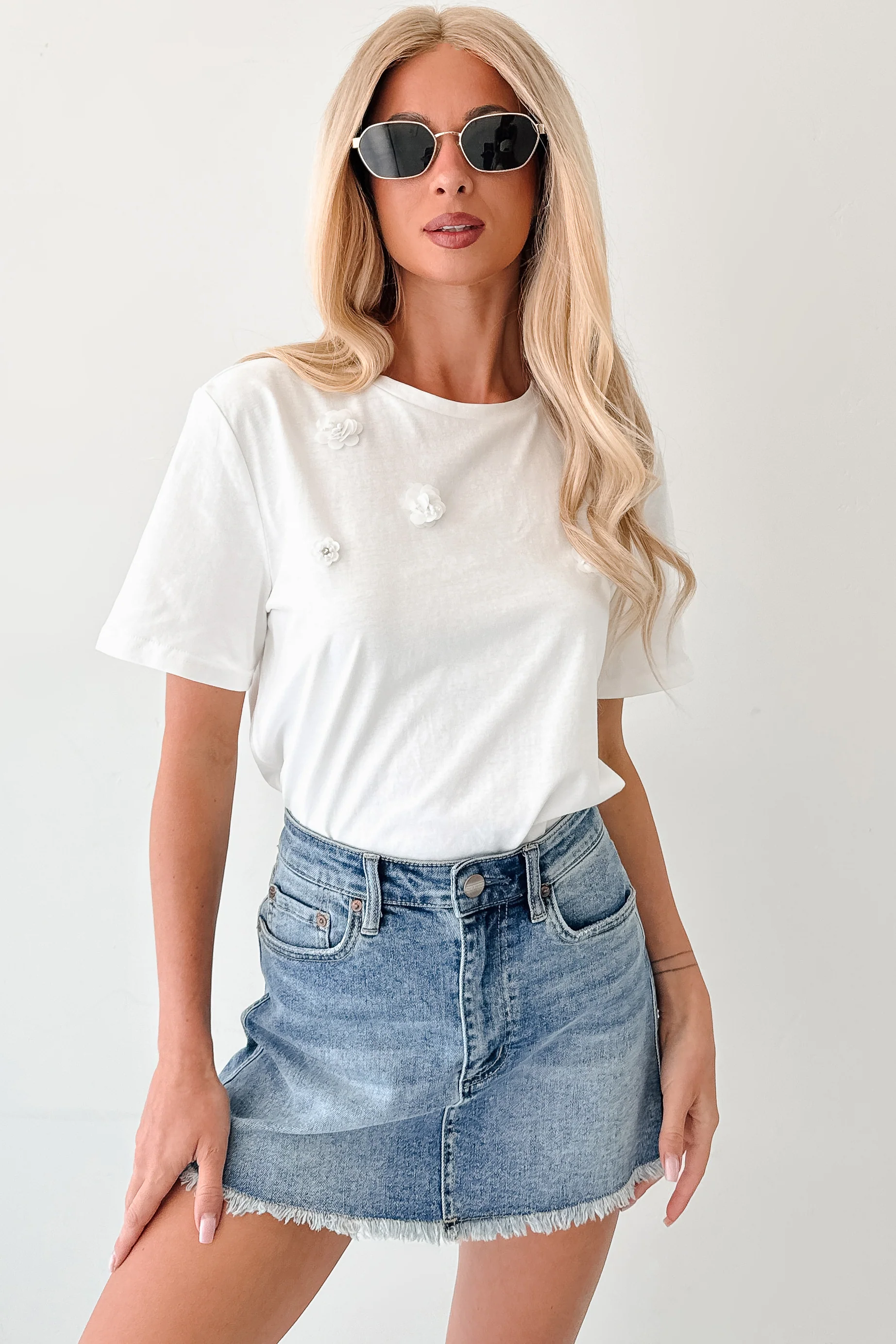 Change For Good Floral Beaded T-Shirt (White)