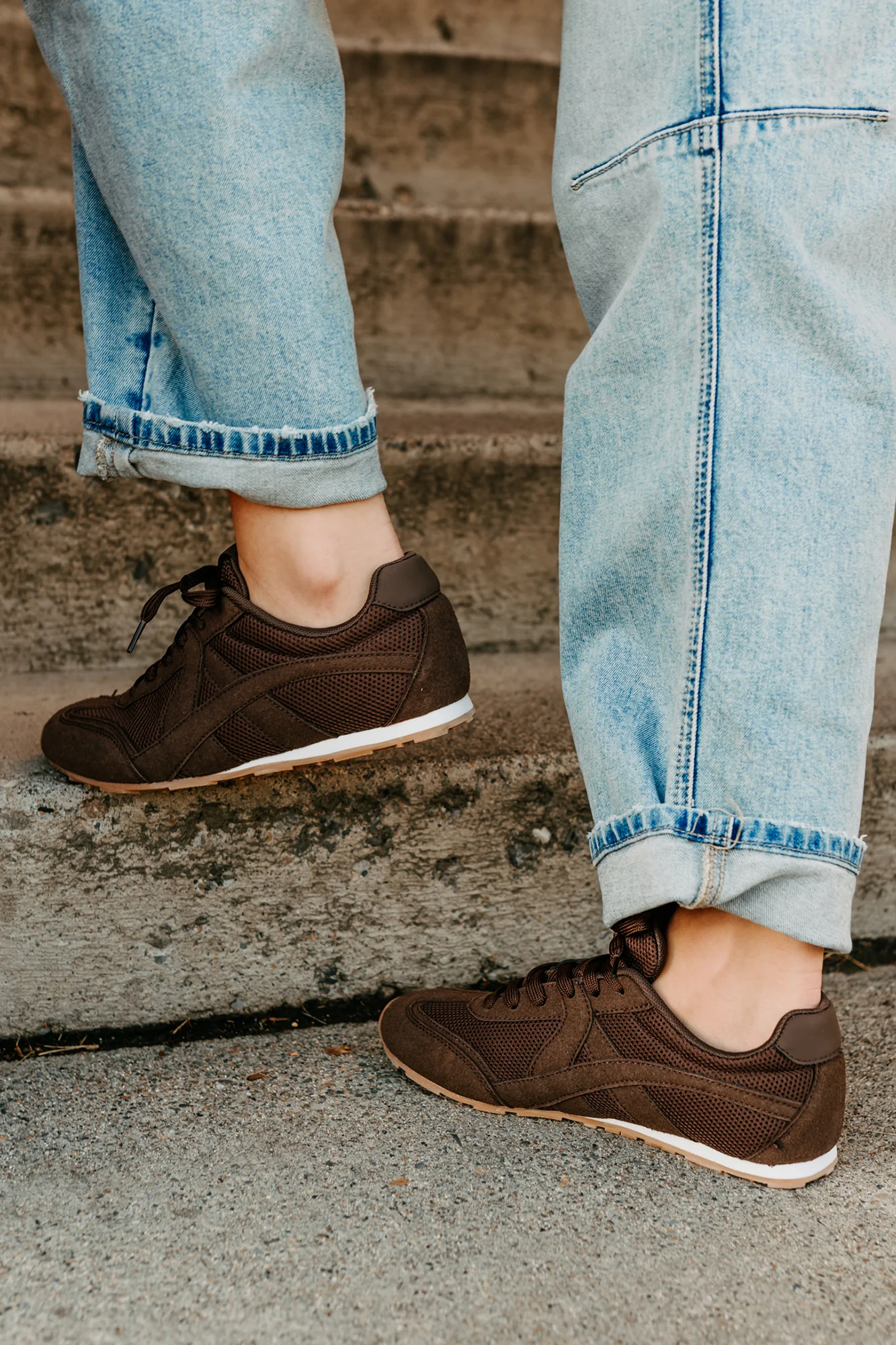 Chase The Wins Lace-Up Mesh Sneakers (Coffee) - Image 5