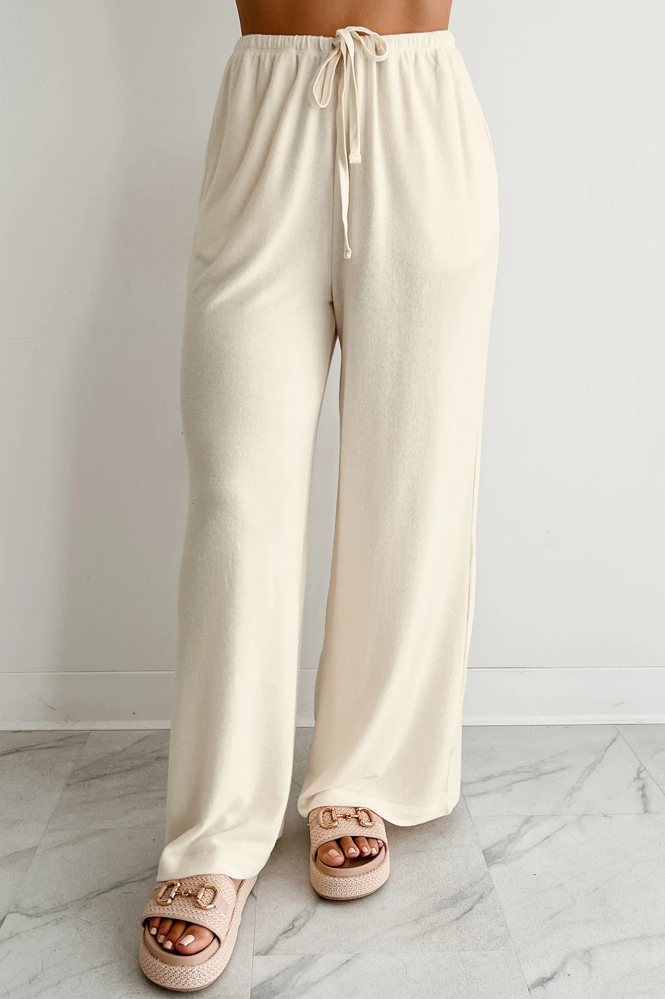 Chasing Calm Relaxed Wide Leg Pants (Cream) - Image 7