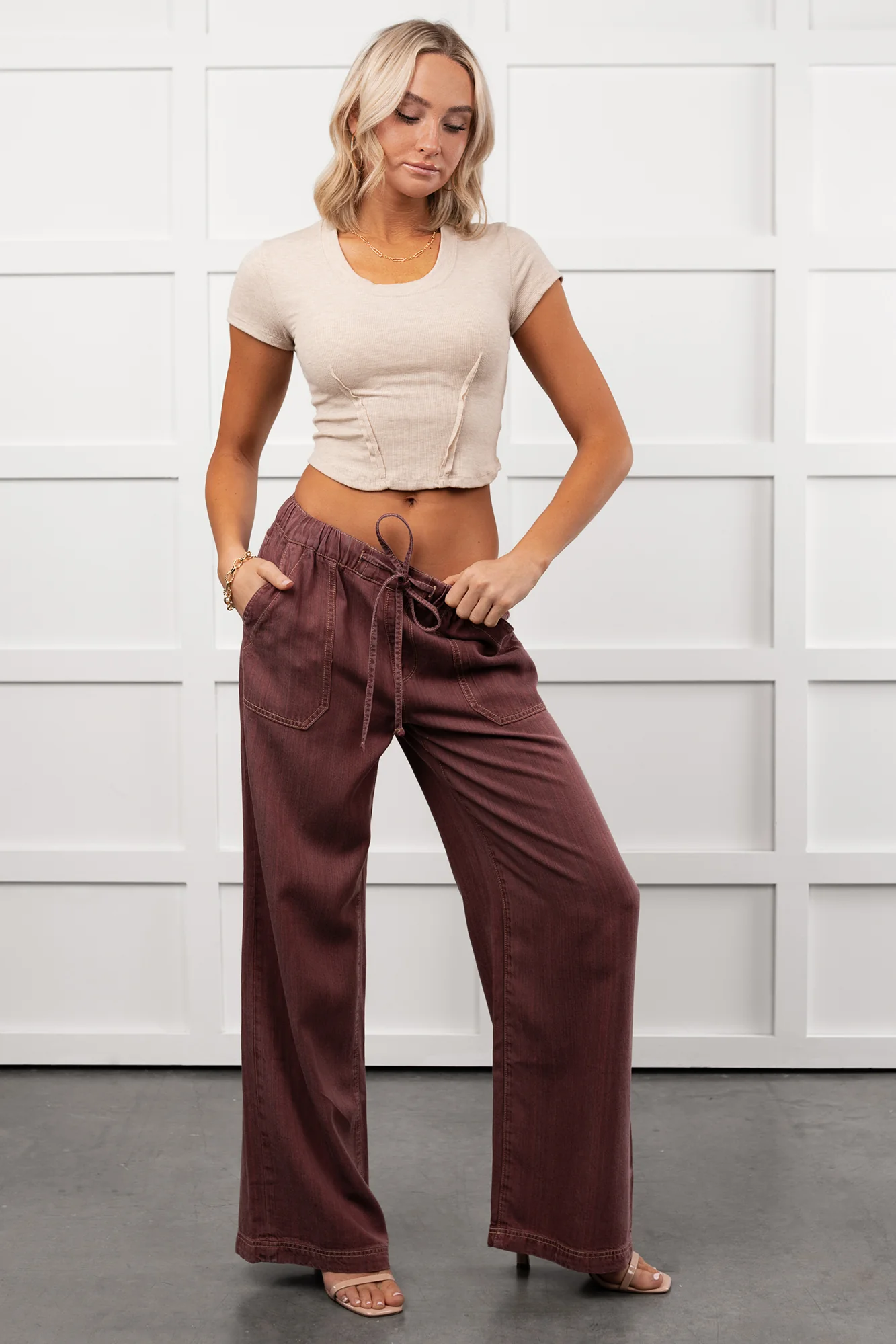 Cherry Lane Drawstring Wide Leg Pants (Matisse) - Image 10