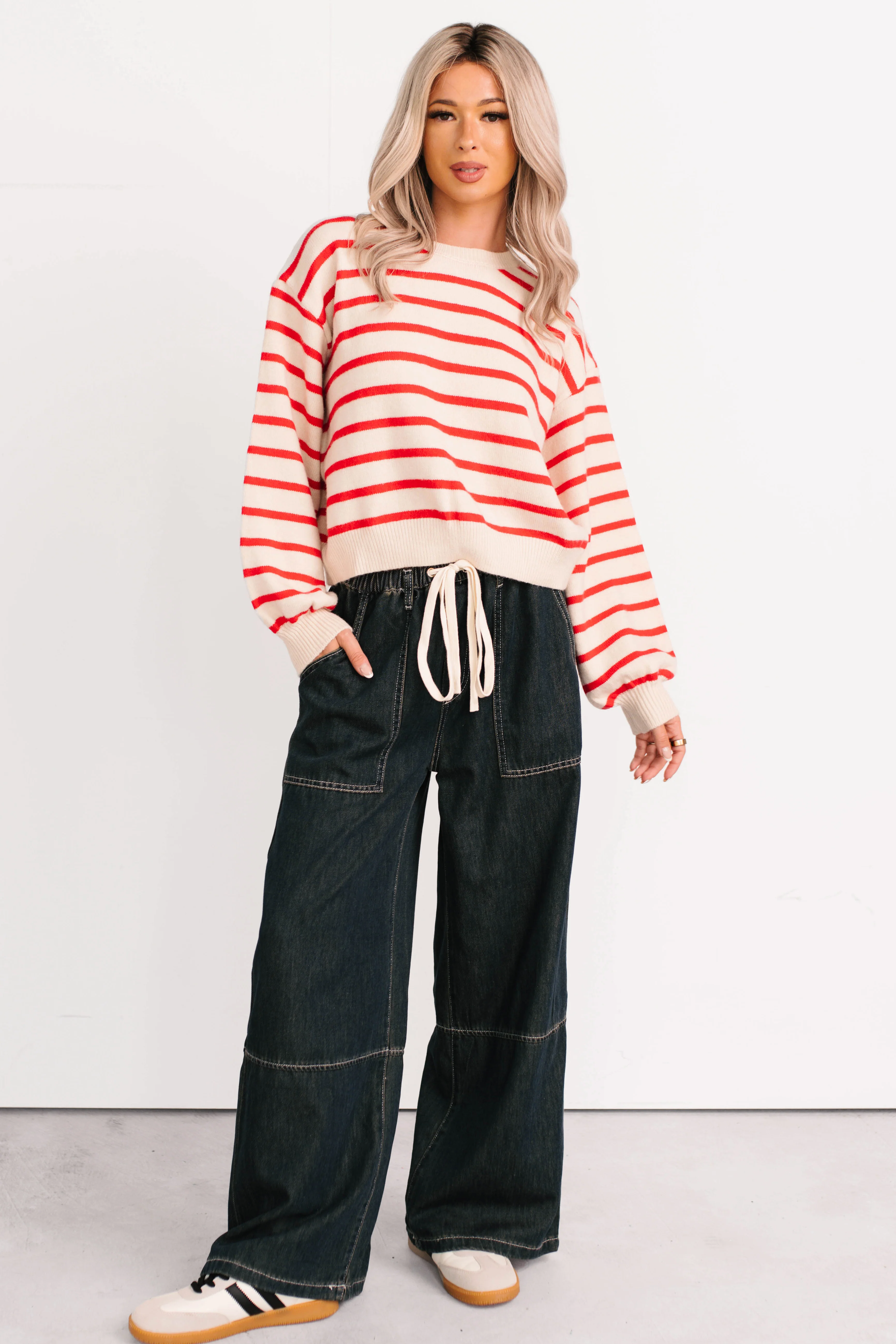 Chill Energy Wide Leg Drawstring Pants (Grey Denim) - Image 18