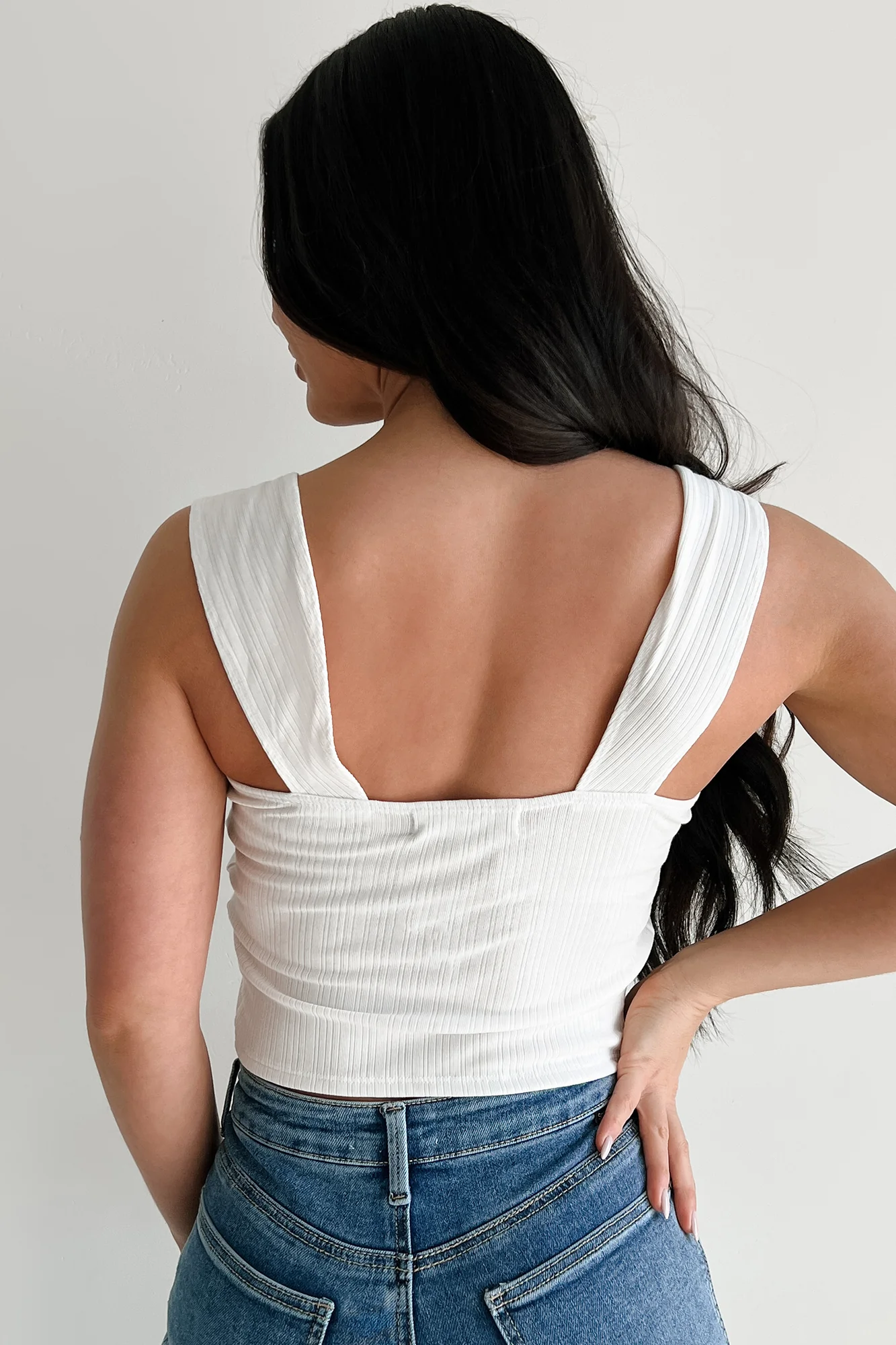 Craving You Sleeveless Lace Open Front Crop Top (Ivory) - Image 7