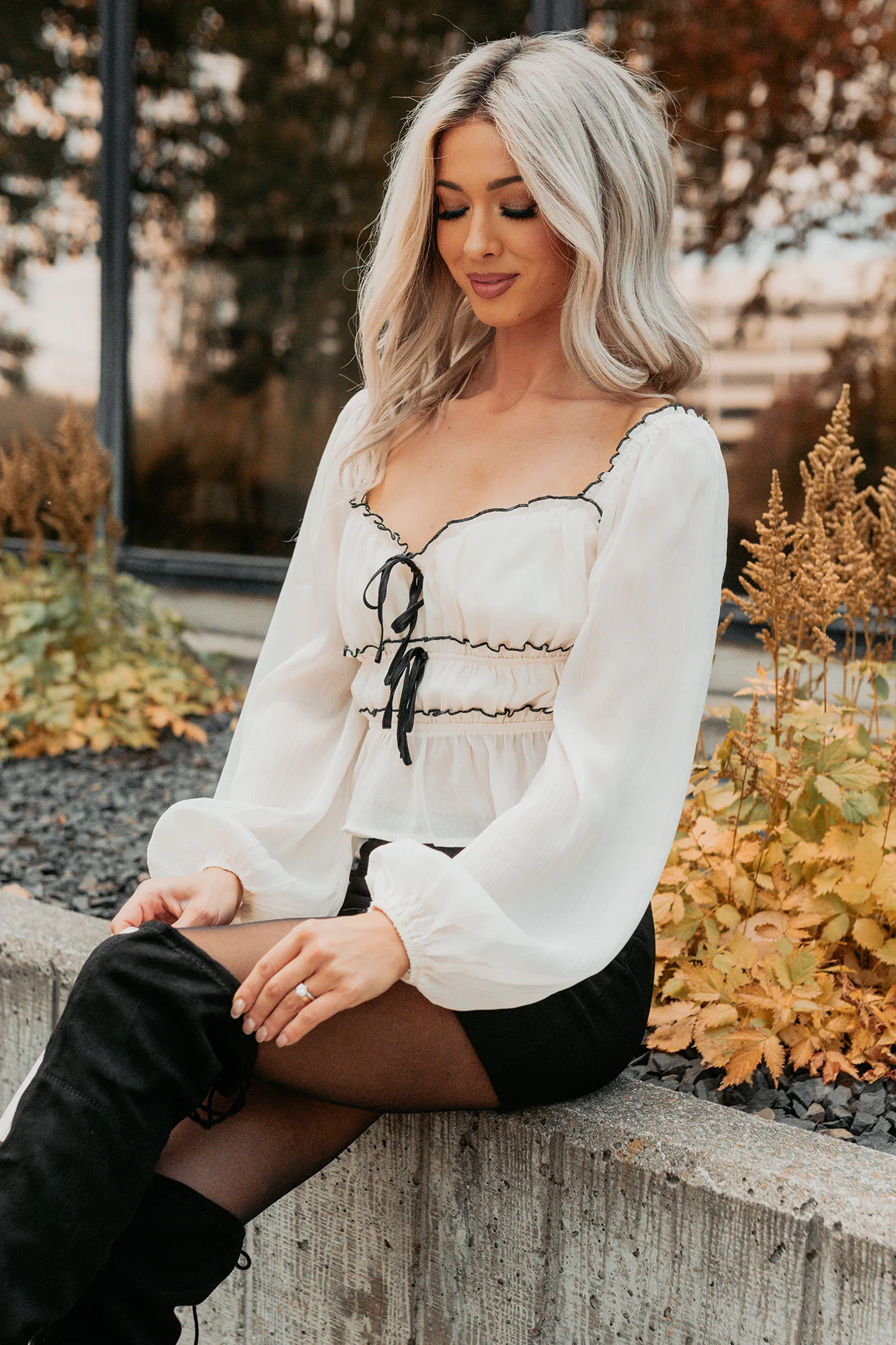 Cute With It Sweetheart Neck Bow Detail Top (Ivory) - Image 5