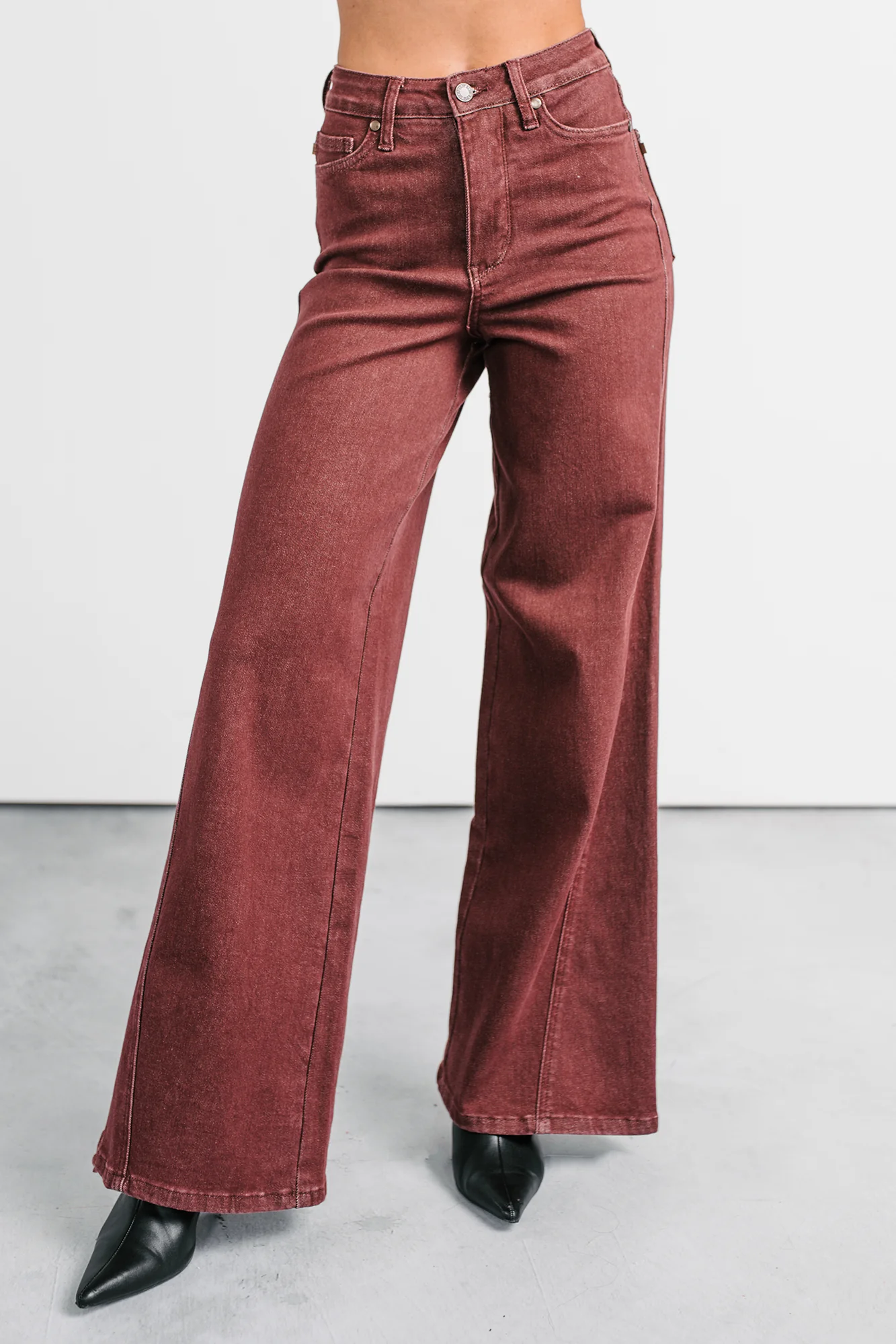 Delgado Wide Leg Judy Blue Jeans (Burgundy) - Image 3
