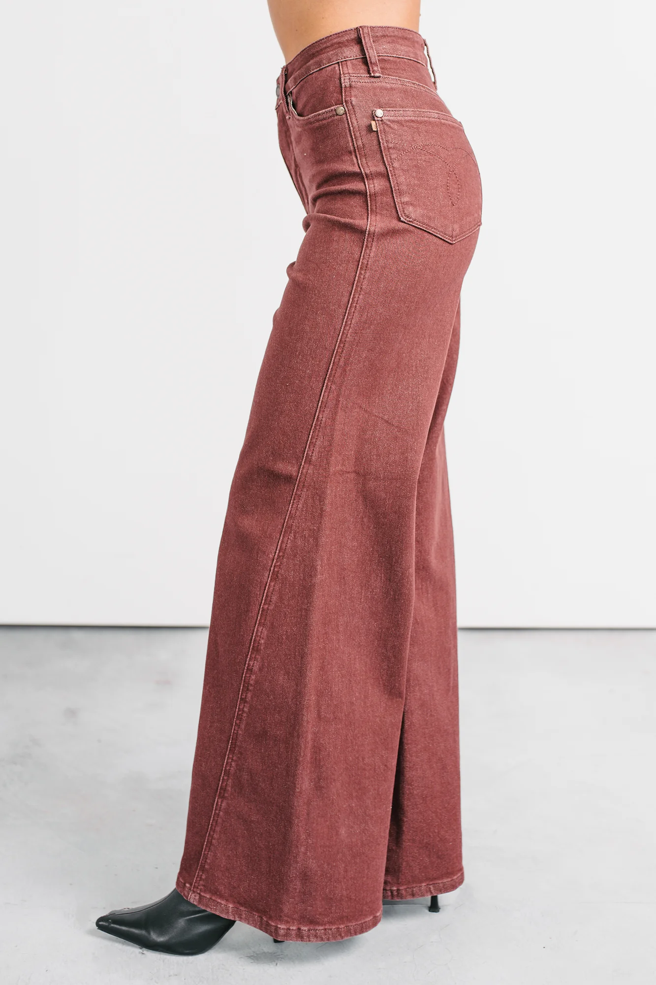 Delgado Wide Leg Judy Blue Jeans (Burgundy) - Image 4