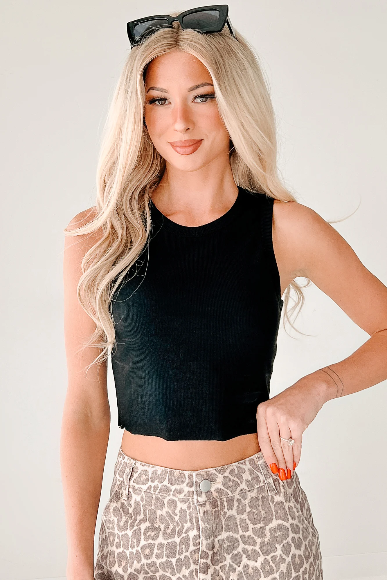 Dream On Ribbed Crop Tank (Black) - Image 10