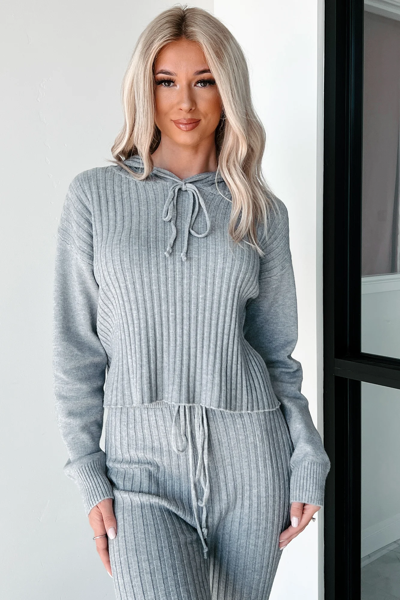 Drowsy Darling Sweater Knit Two-Piece Set (Heather Grey) - Image 7