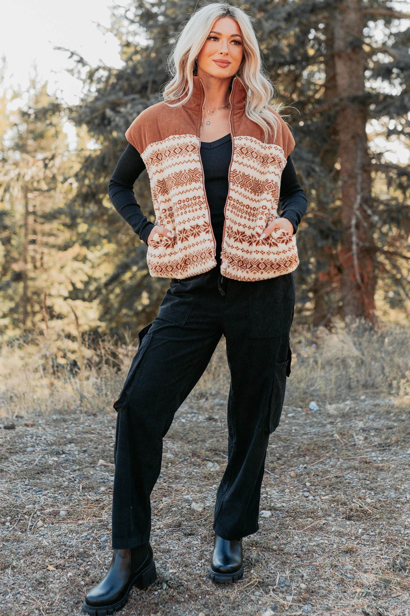 Ease & Flow Sherpa Corduroy Vest (Copper Mix) - Image 2