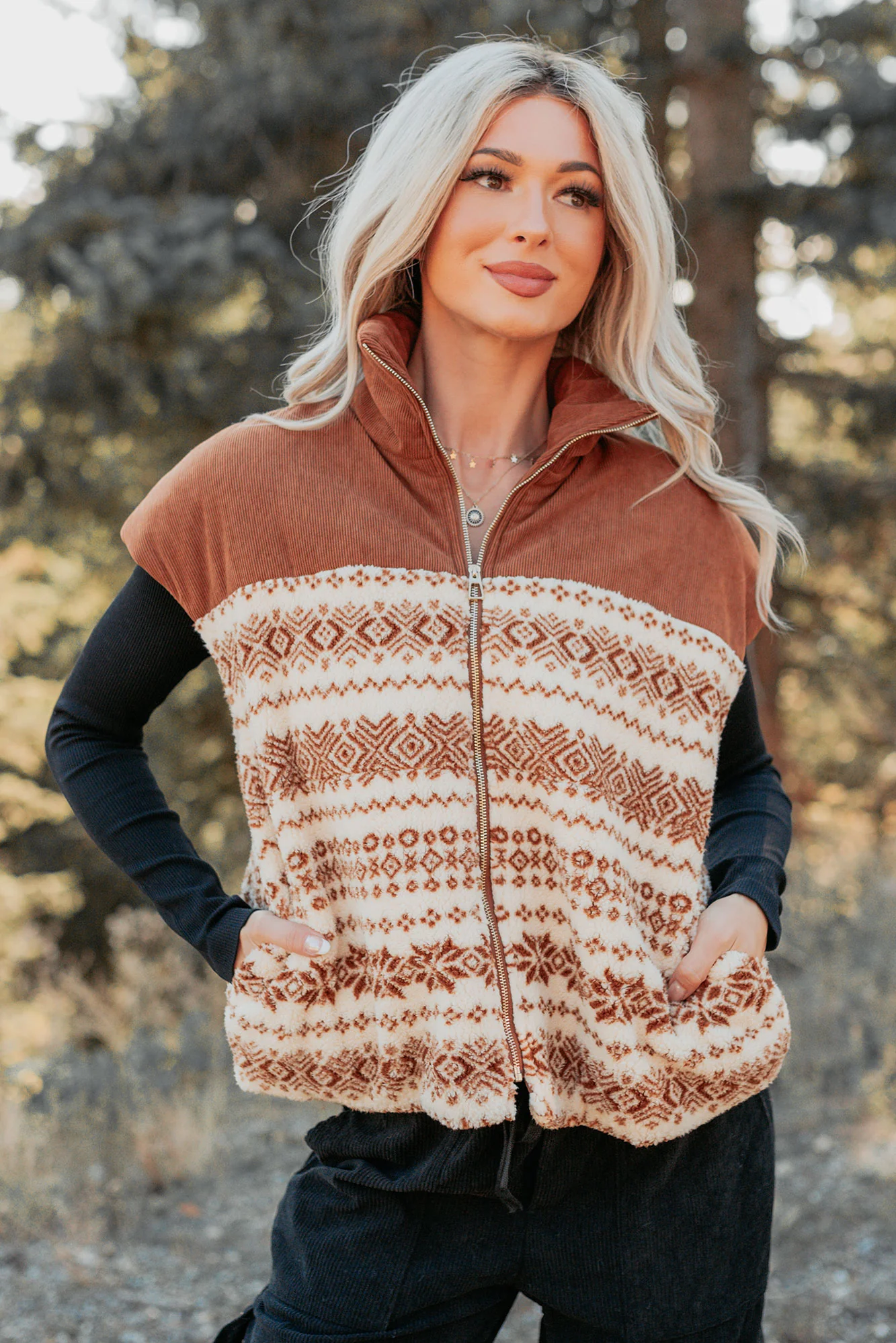 Ease & Flow Sherpa Corduroy Vest (Copper Mix) - Image 4