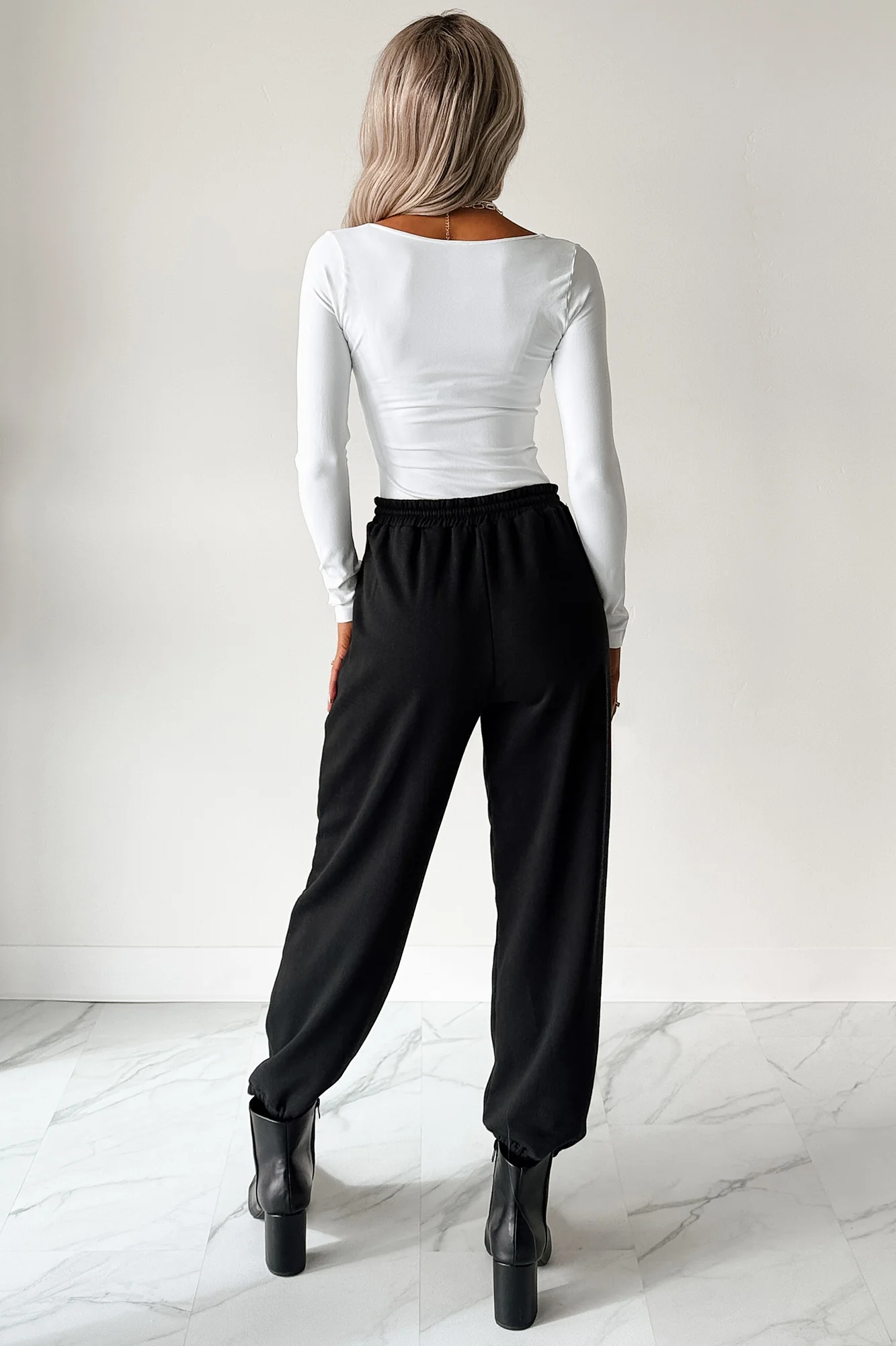 Everyday Lovely V Neck Long Sleeve Bodysuit (White) - Image 9