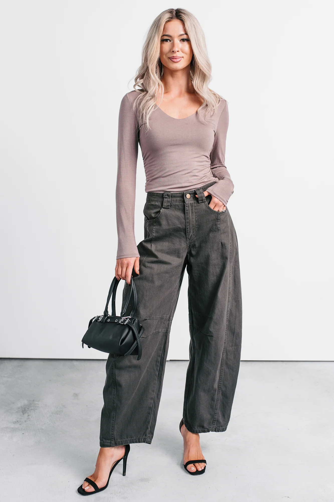 Fabian Wide Leg Denim Papermoon Jeans (Charcoal)