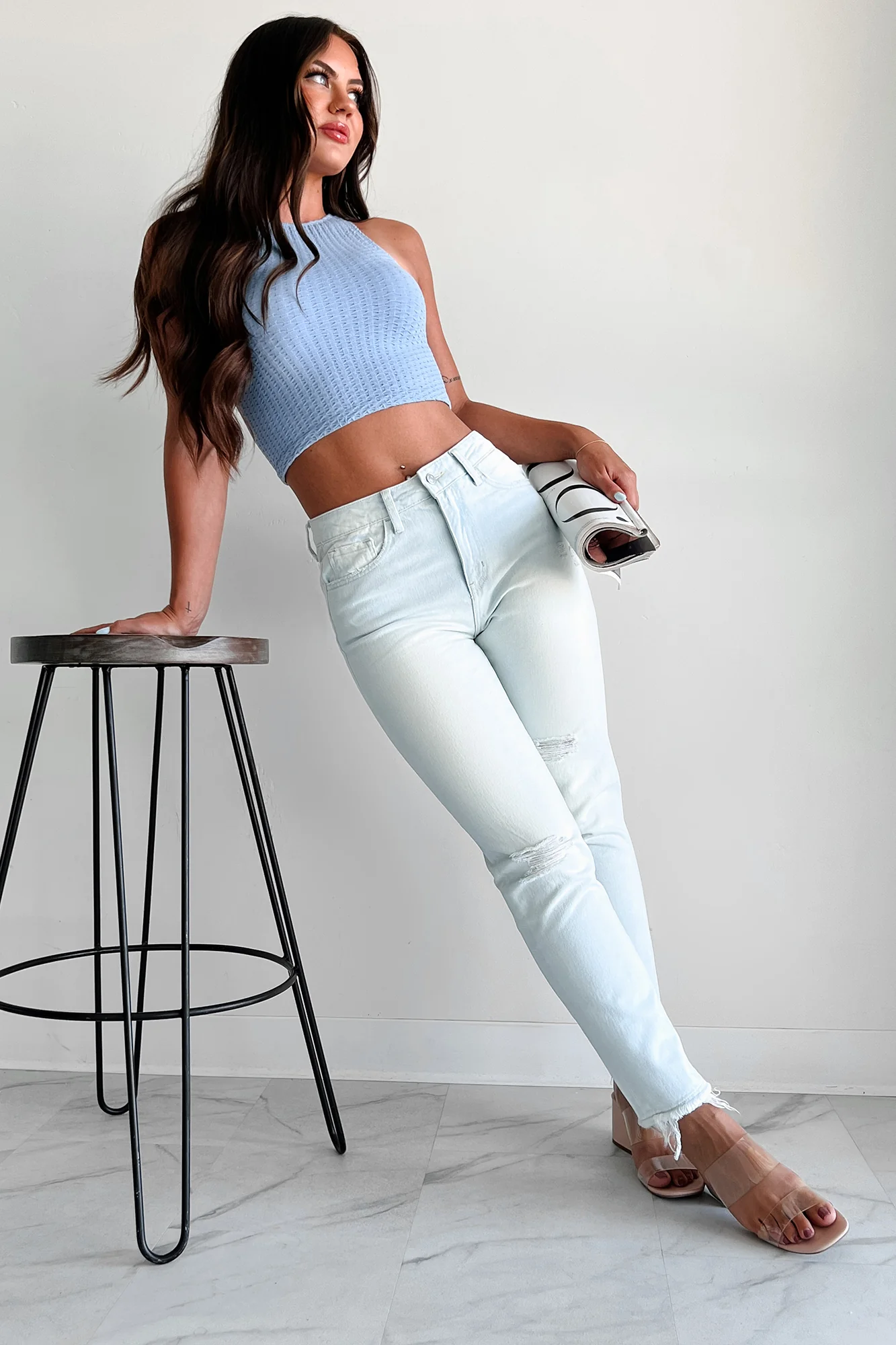 Feeling Frazzled Textured Tank Top (Sky Blue) - Image 7