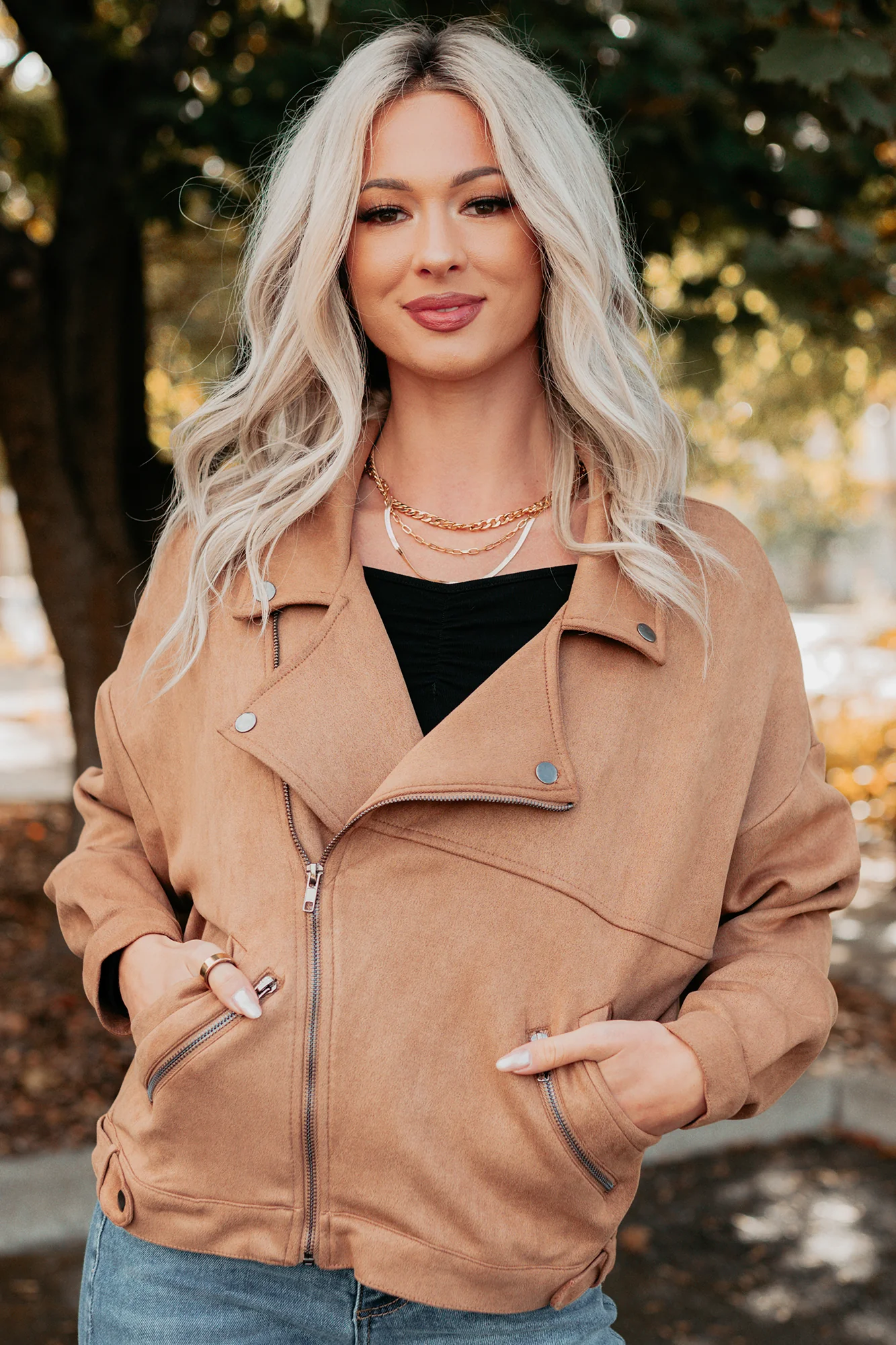 Feeling Jaded Faux Suede Moto Jacket (Camel) - Image 5