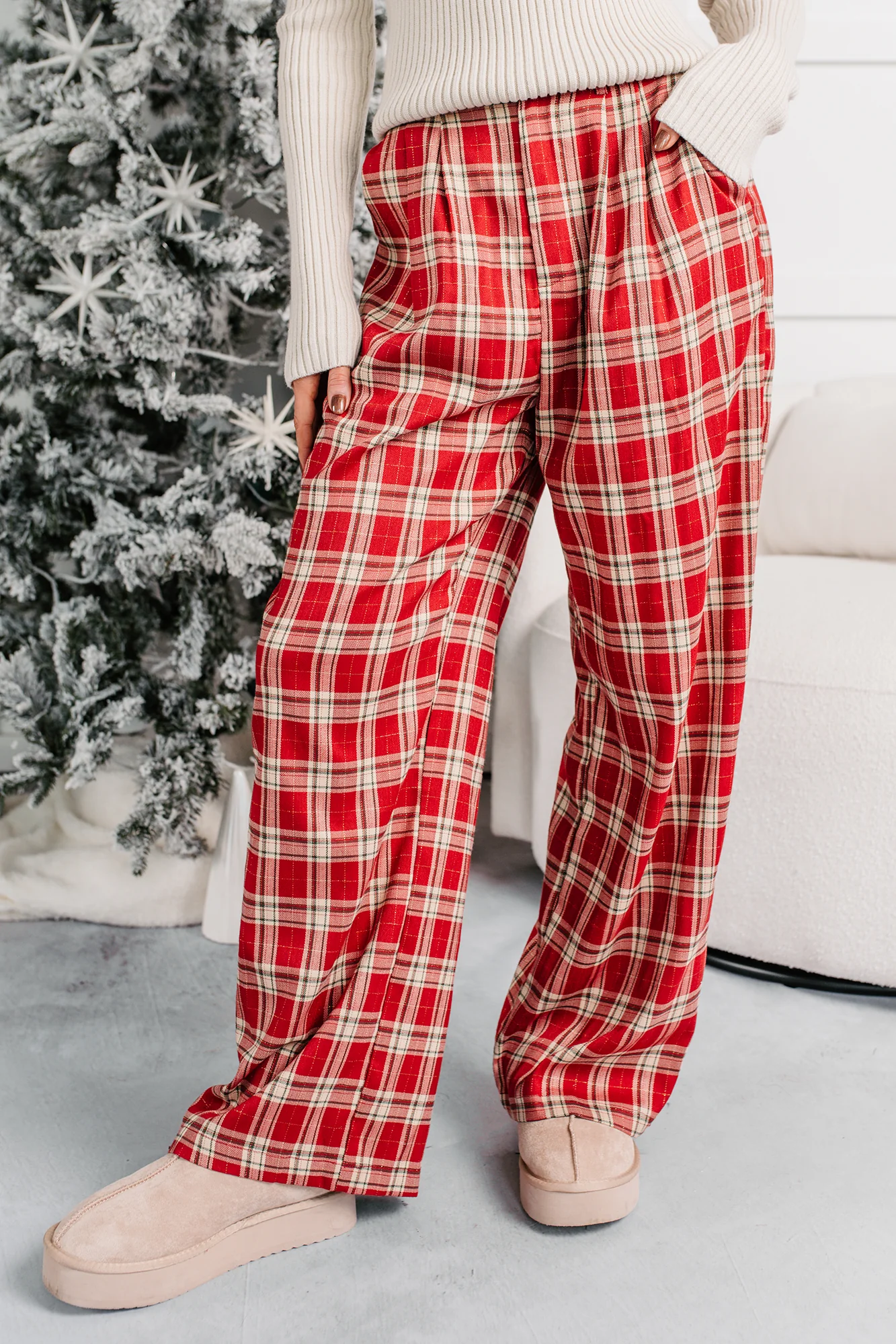 Festive Fun Plaid Wide Leg Pants (Red/Multi) - Image 7