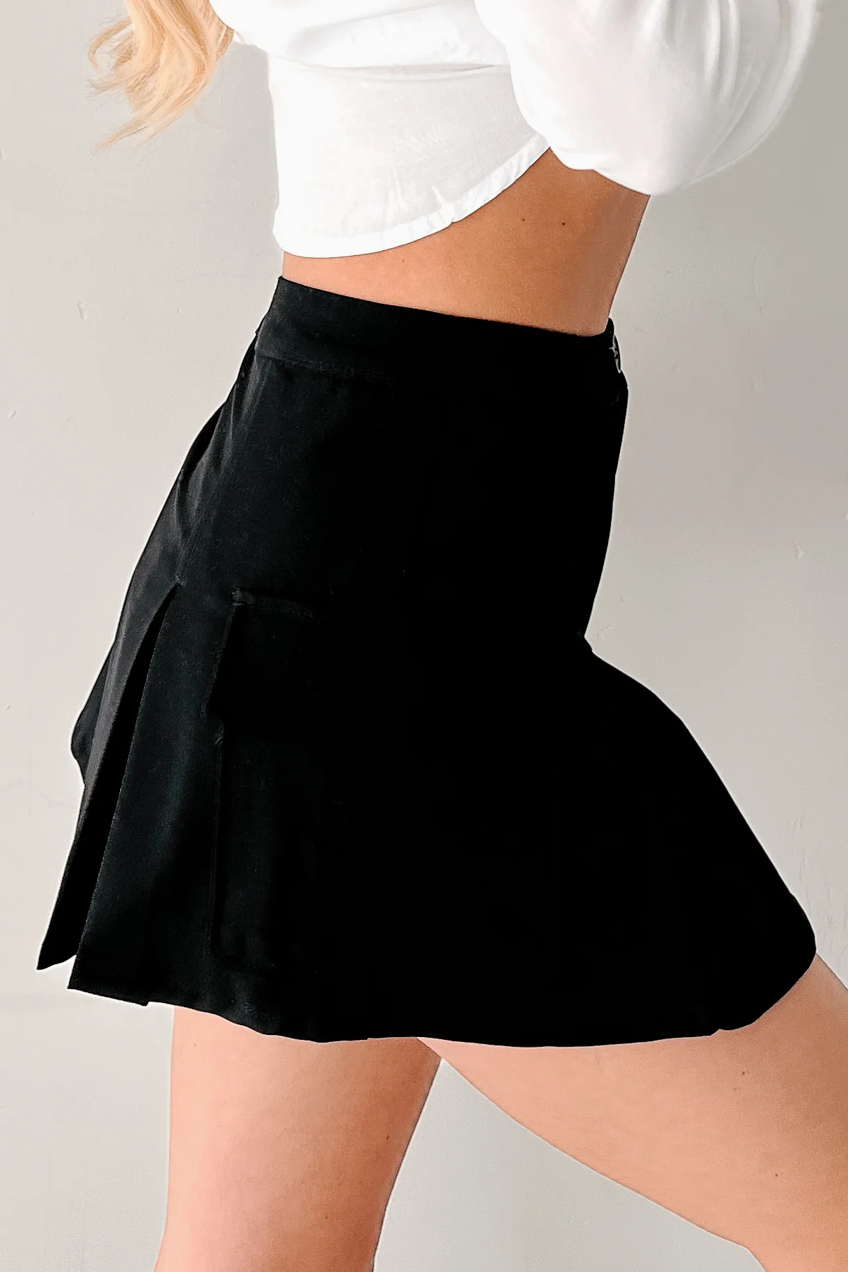 Focused and Fierce Pleated Cargo Mini Skort (Black) - Image 5