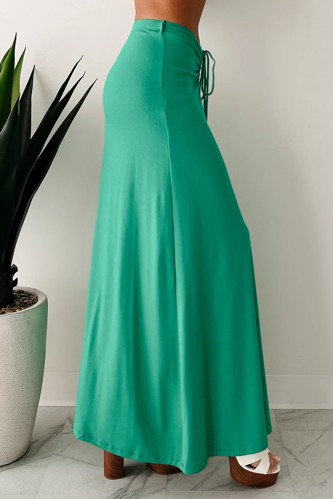 For My Darling Ruched Front Maxi Skirt (Green) - Image 4