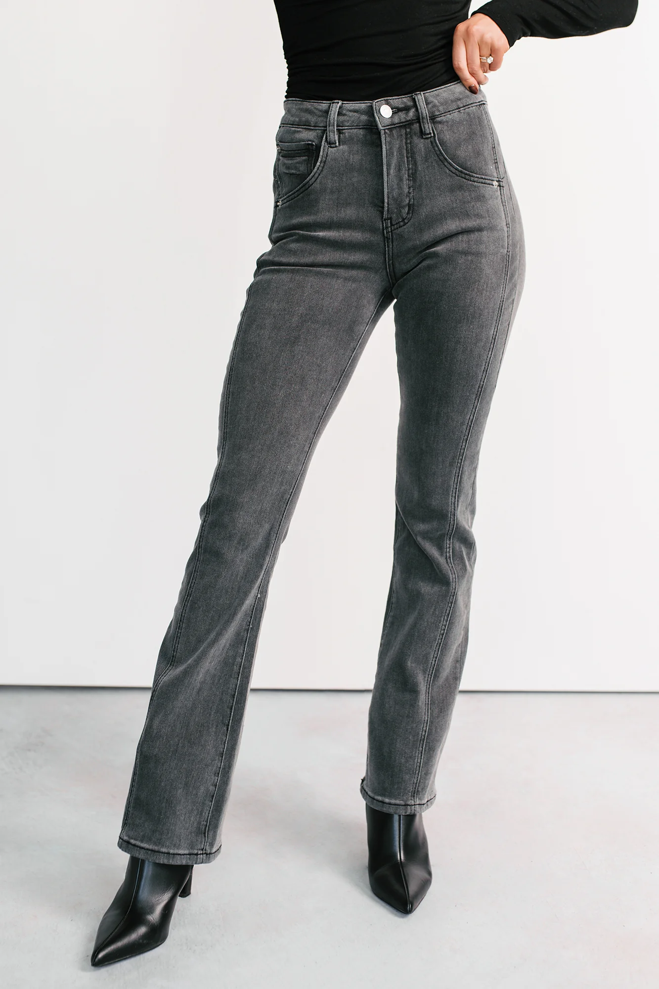 Gentry High Rise Bootcut Mica Denim Jeans (Black) - Image 4