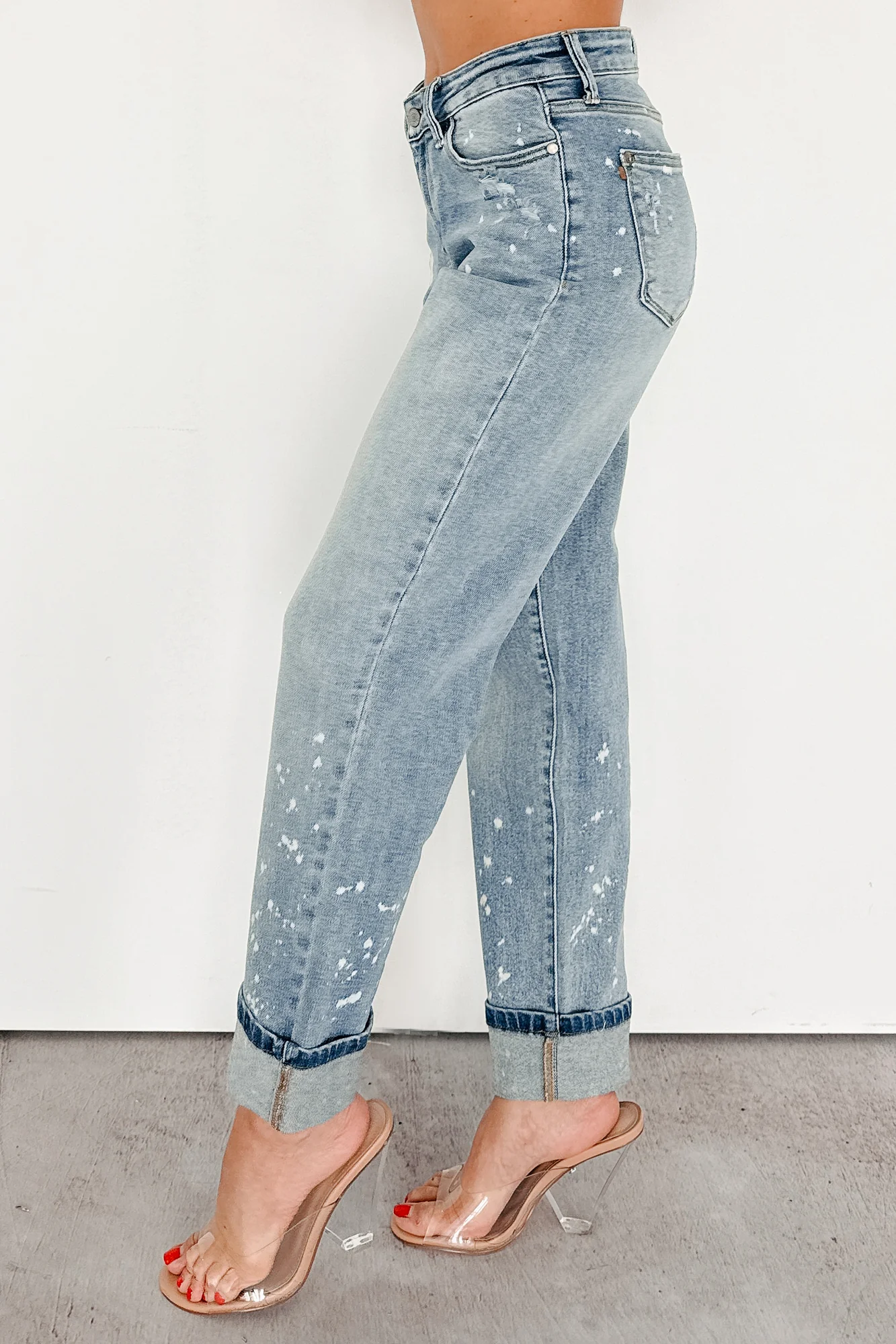 Ginny Bleach Splatter Judy Blue Boyfriend Jeans (Medium) - Image 5