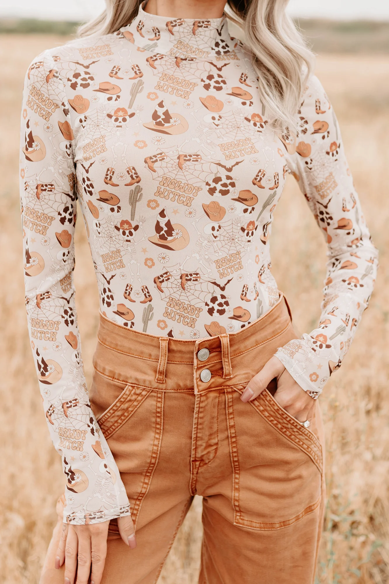 "Howdy Witch" NM Original Mesh Mock Neck Bodysuit (Howdy Witch) - Image 13