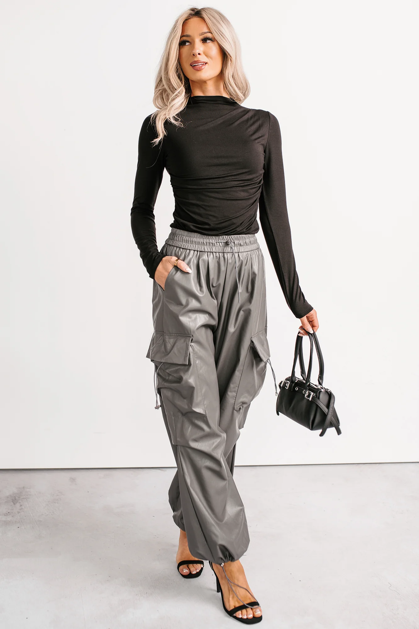If You Knew Mock Neck Long Sleeve Top (Black) - Image 2