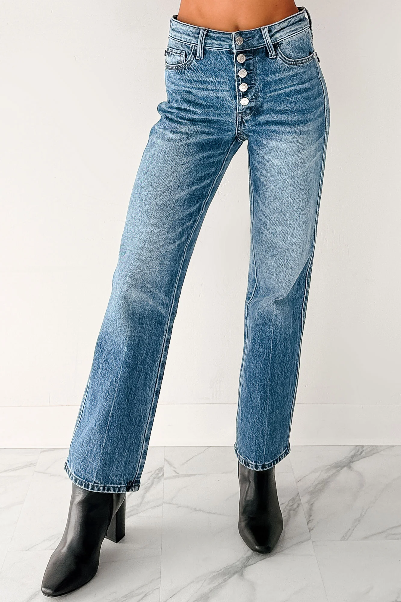 Iyla Mid Rise Slim Straight Judy Blue Jeans (Medium) - Image 3