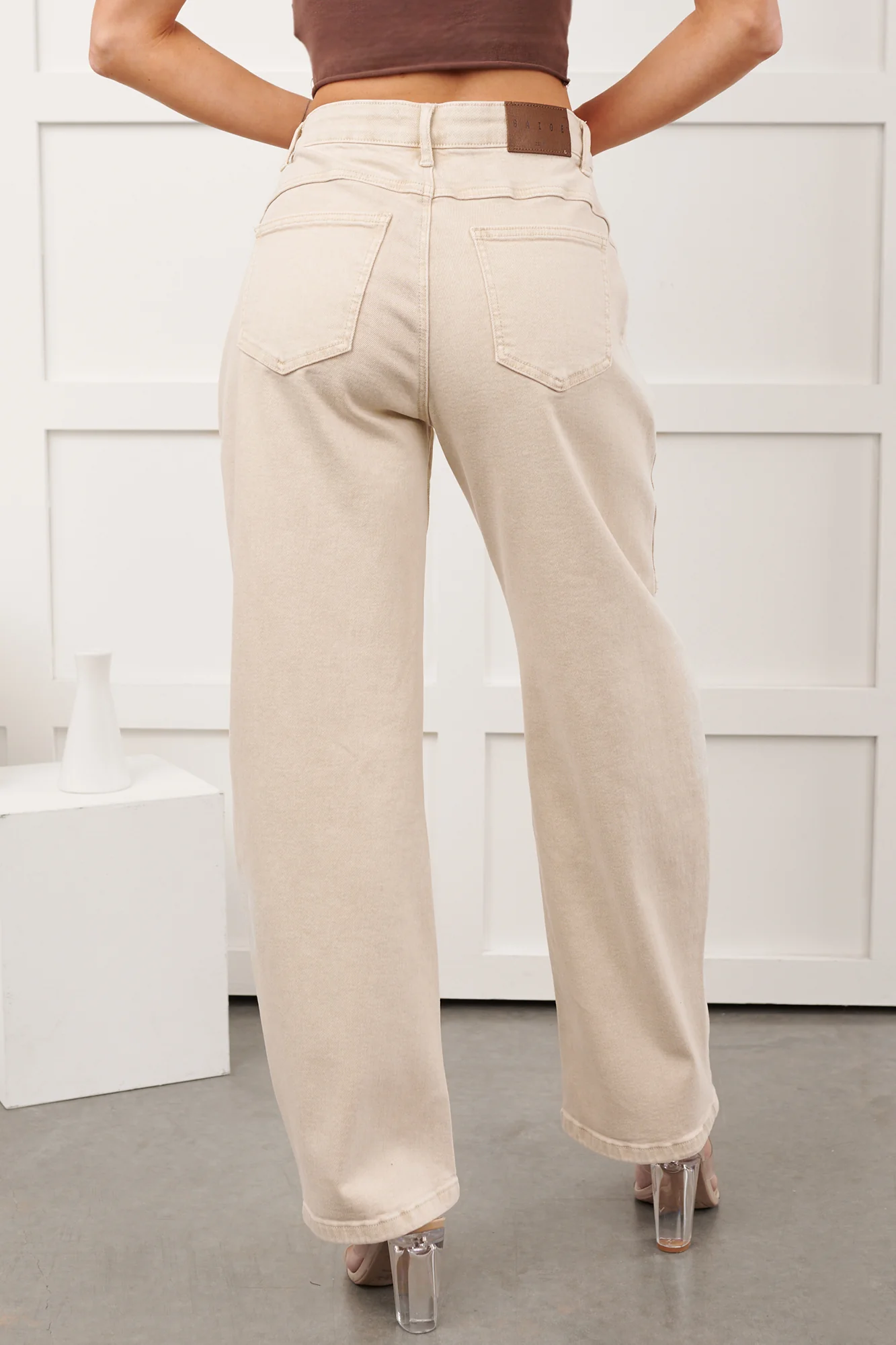 Jesper Western Saige Denim Barrel Jeans (Light Beige) - Image 9