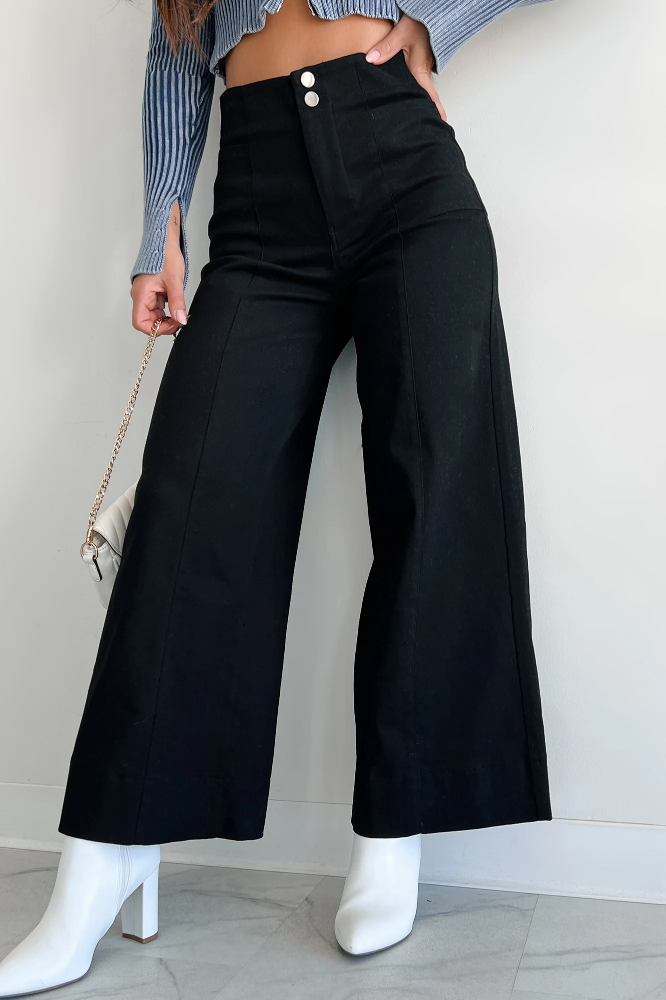 Just The Truth Wide Leg Pants (Black) - Image 2