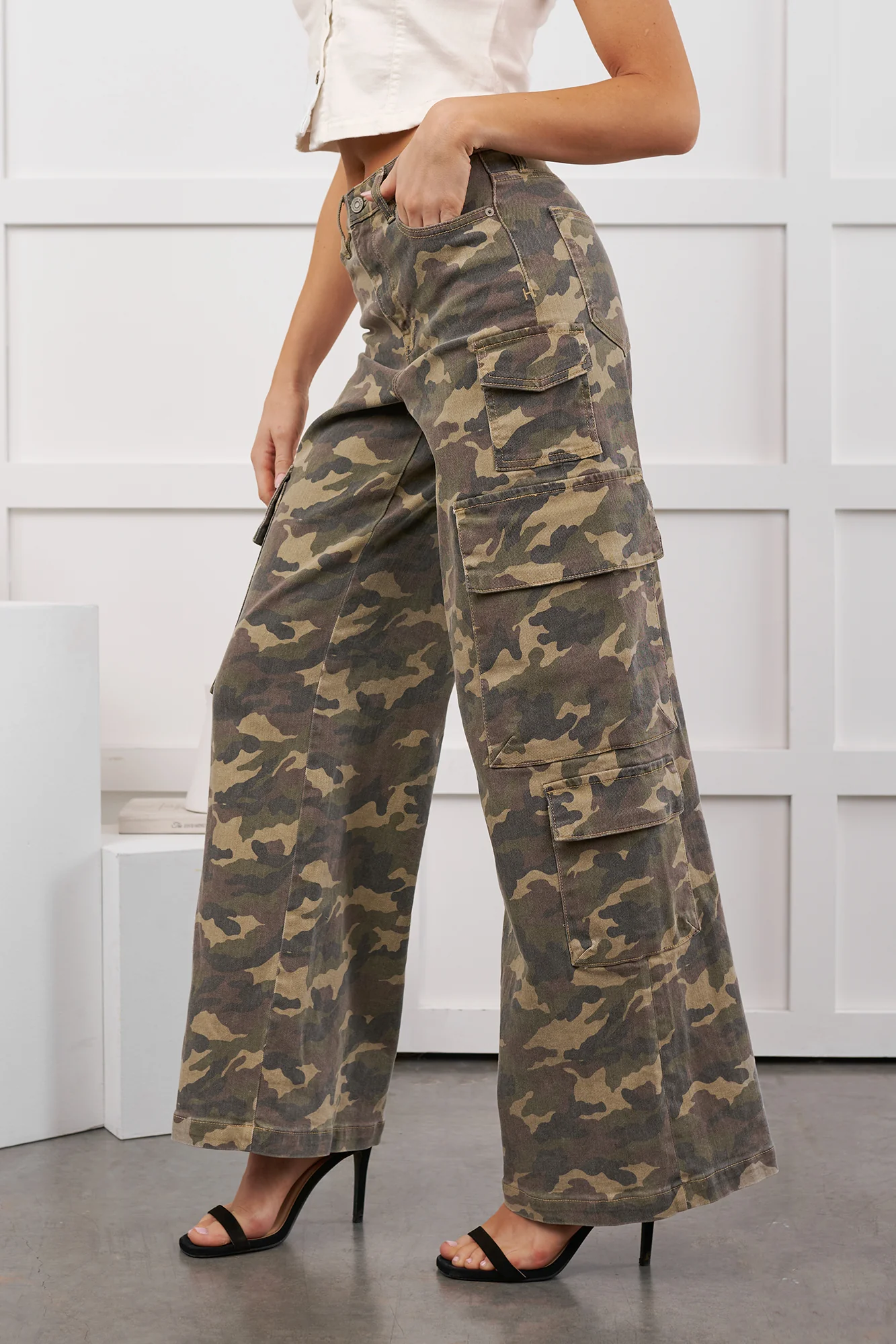 Kayla High Rise Cargo Hidden Jeans (Camouflage) - Image 10