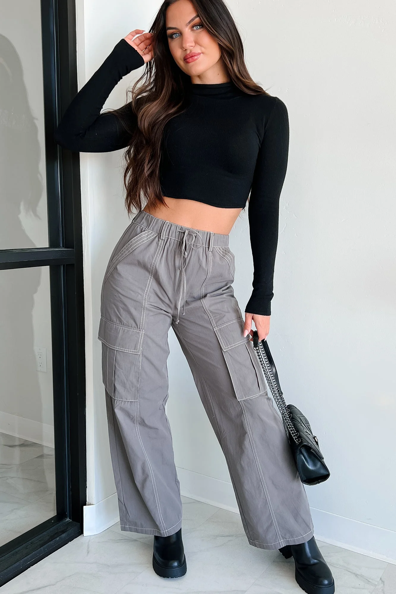 Macaulay Wide Leg Cargo Pants (Graphite) - Image 2