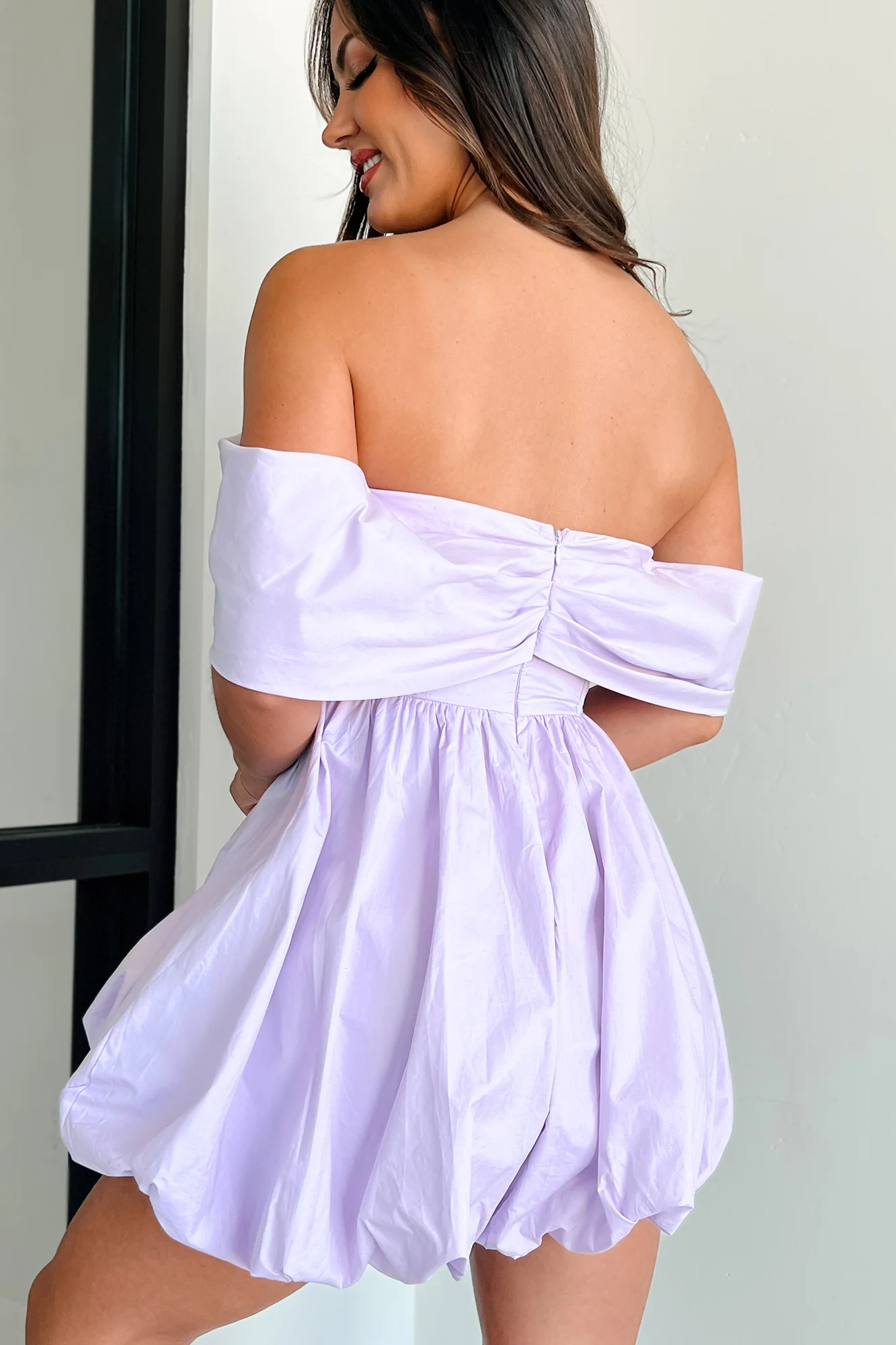 Major Charisma Bubble Hem Mini Dress (Lavender) - Image 3
