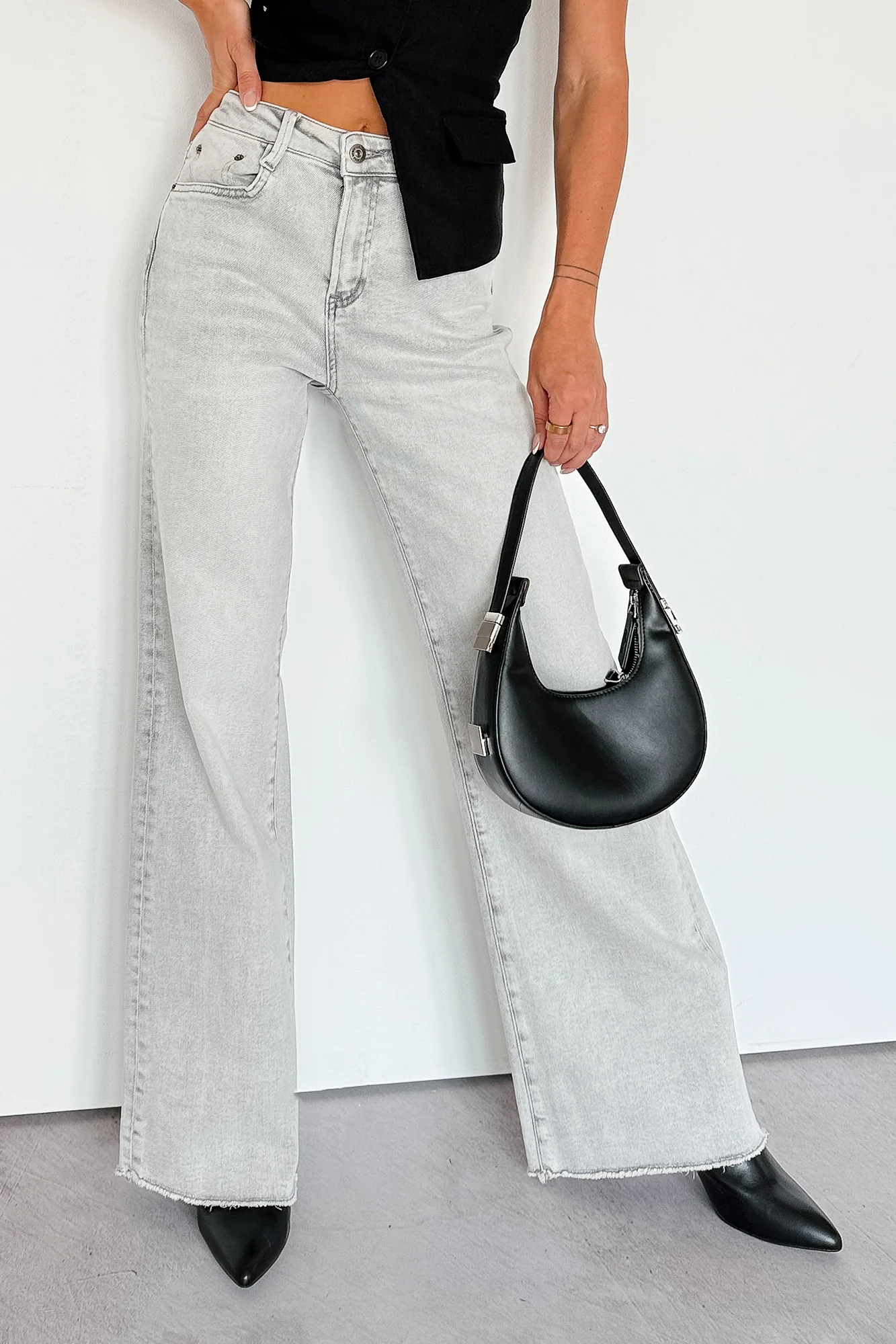 Maybrie Wide Leg Mica Denim Jeans (Platinum Grey) - Image 8