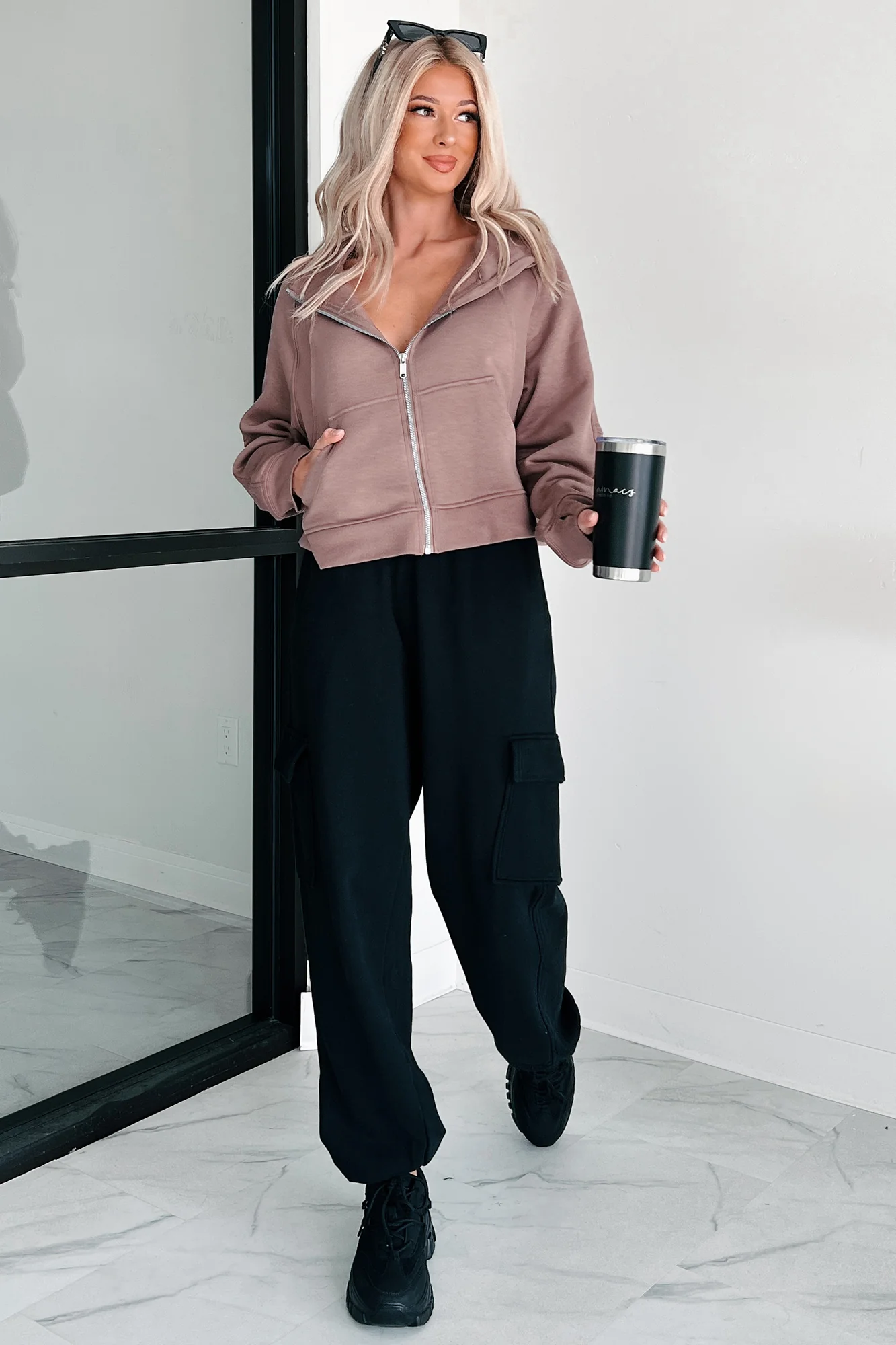 Miles Ahead Zip-Up Hoodie (Truffle) - Image 6