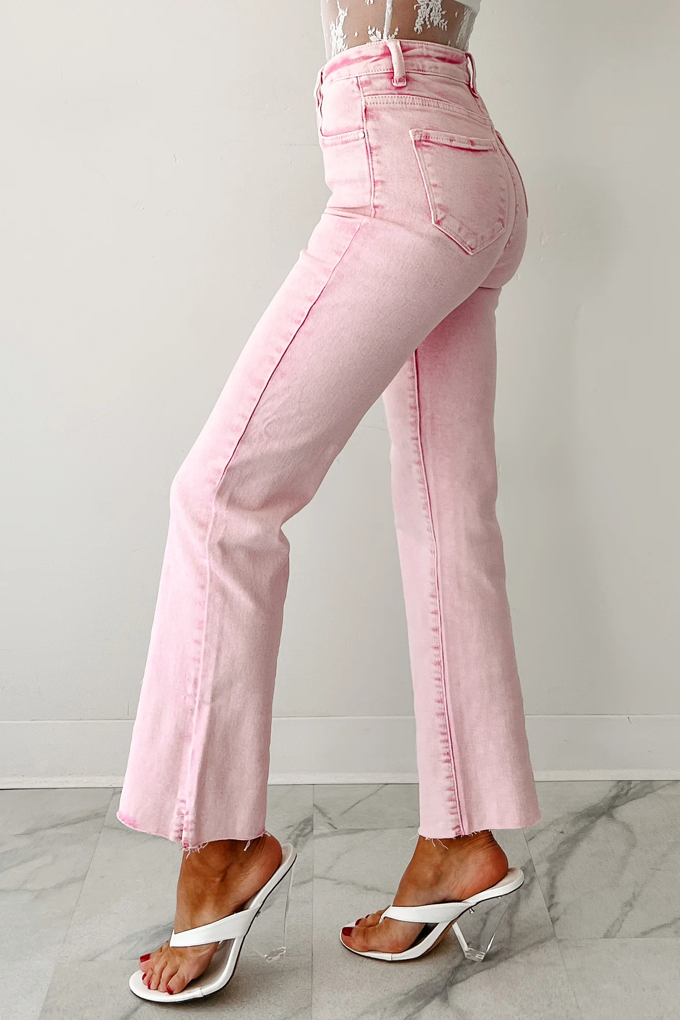 Nadine High Rise Straight Leg Risen Jeans (Acid Pink) - Image 6