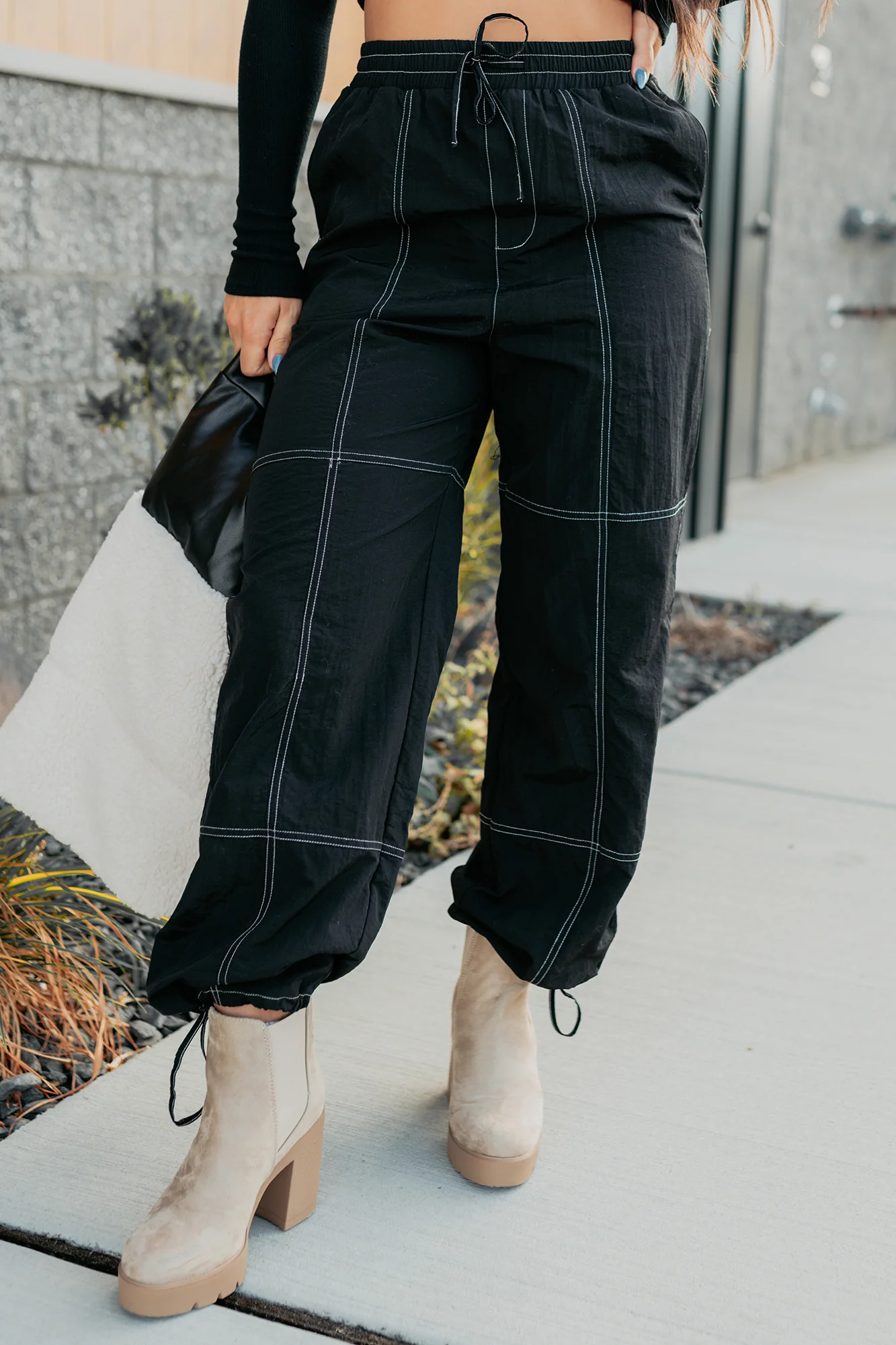 No Plot Needed Parachute Jogger Pants (Black) - Image 14