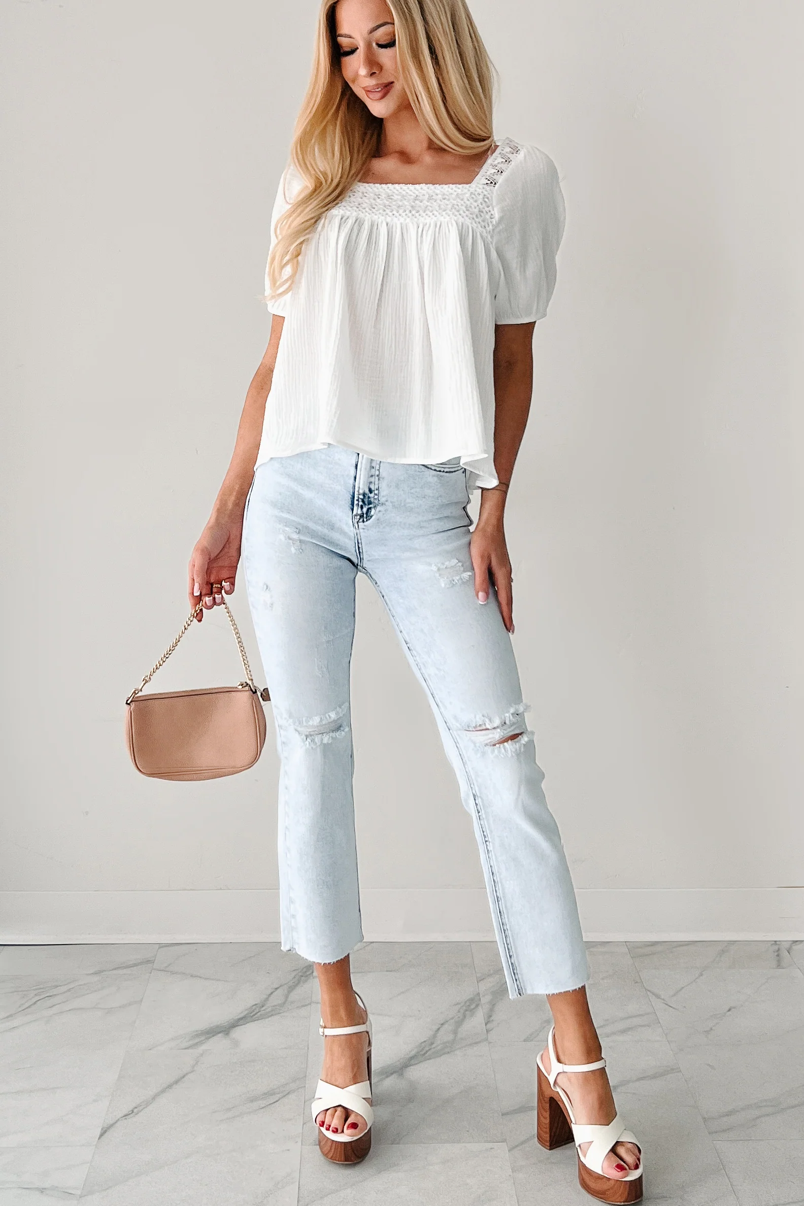 Opal High Rise Distressed Slim Straight Risen Jeans (Acid Light) - Image 6