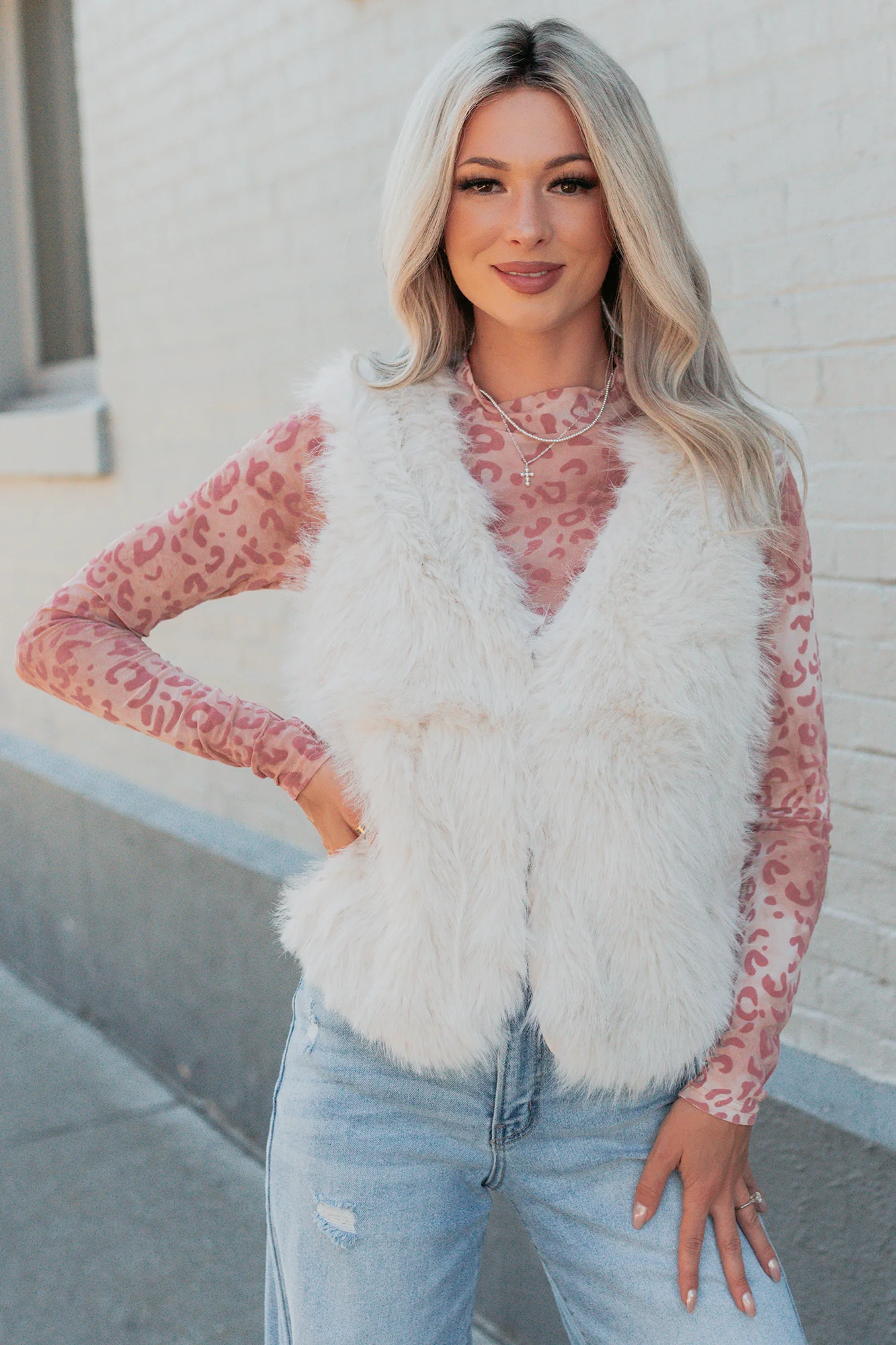 Passion & Desire Faux Fur Vest (Ecru) - Image 7