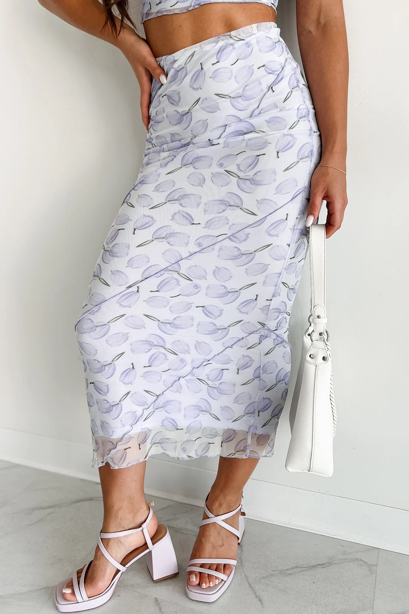 Petal Perfect Moments Floral Mesh Long Skirt (Purple) - Image 2