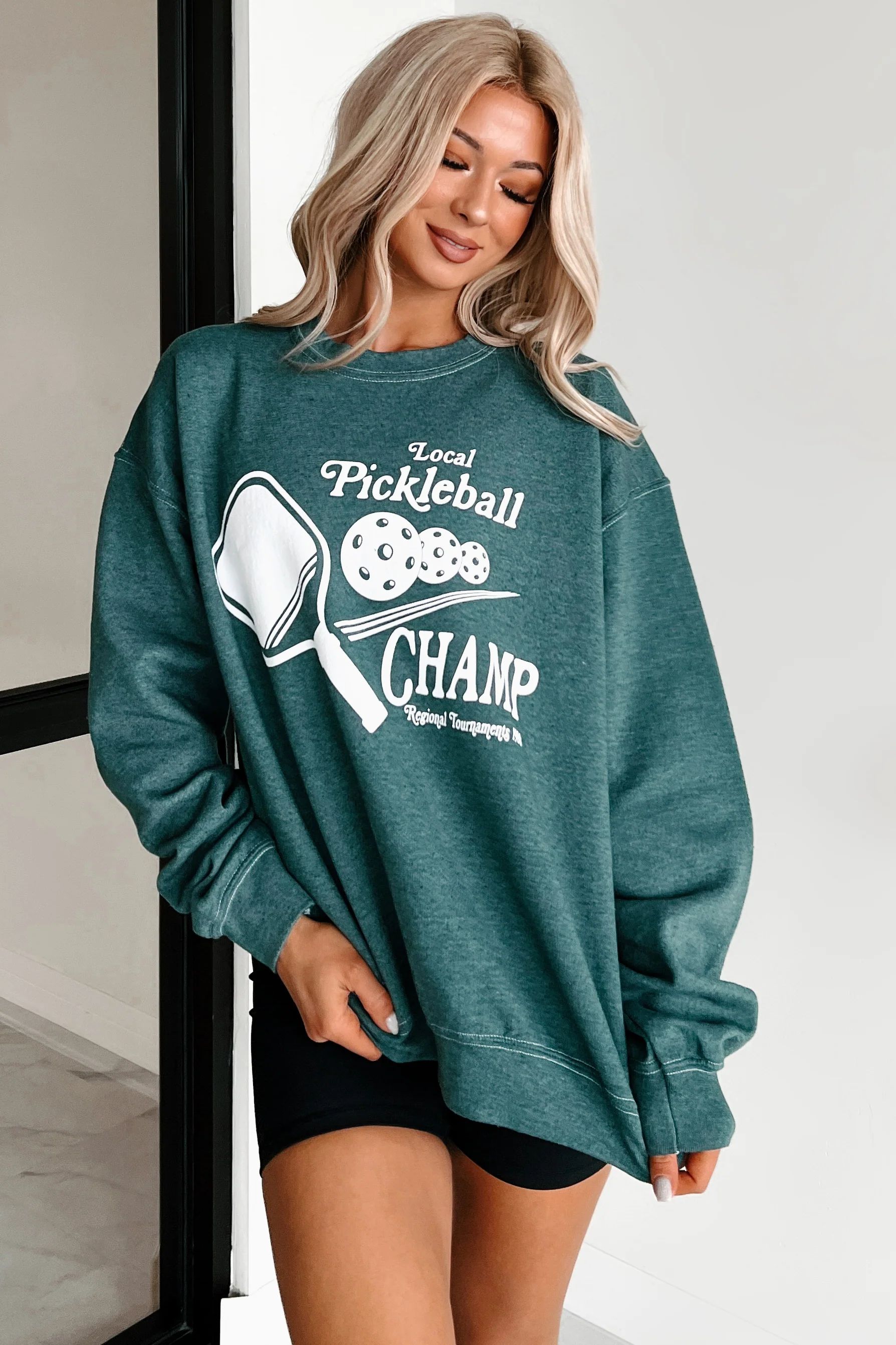 "Pickleball Champ" Graphic Sweatshirt (Posy Green) - Image 8