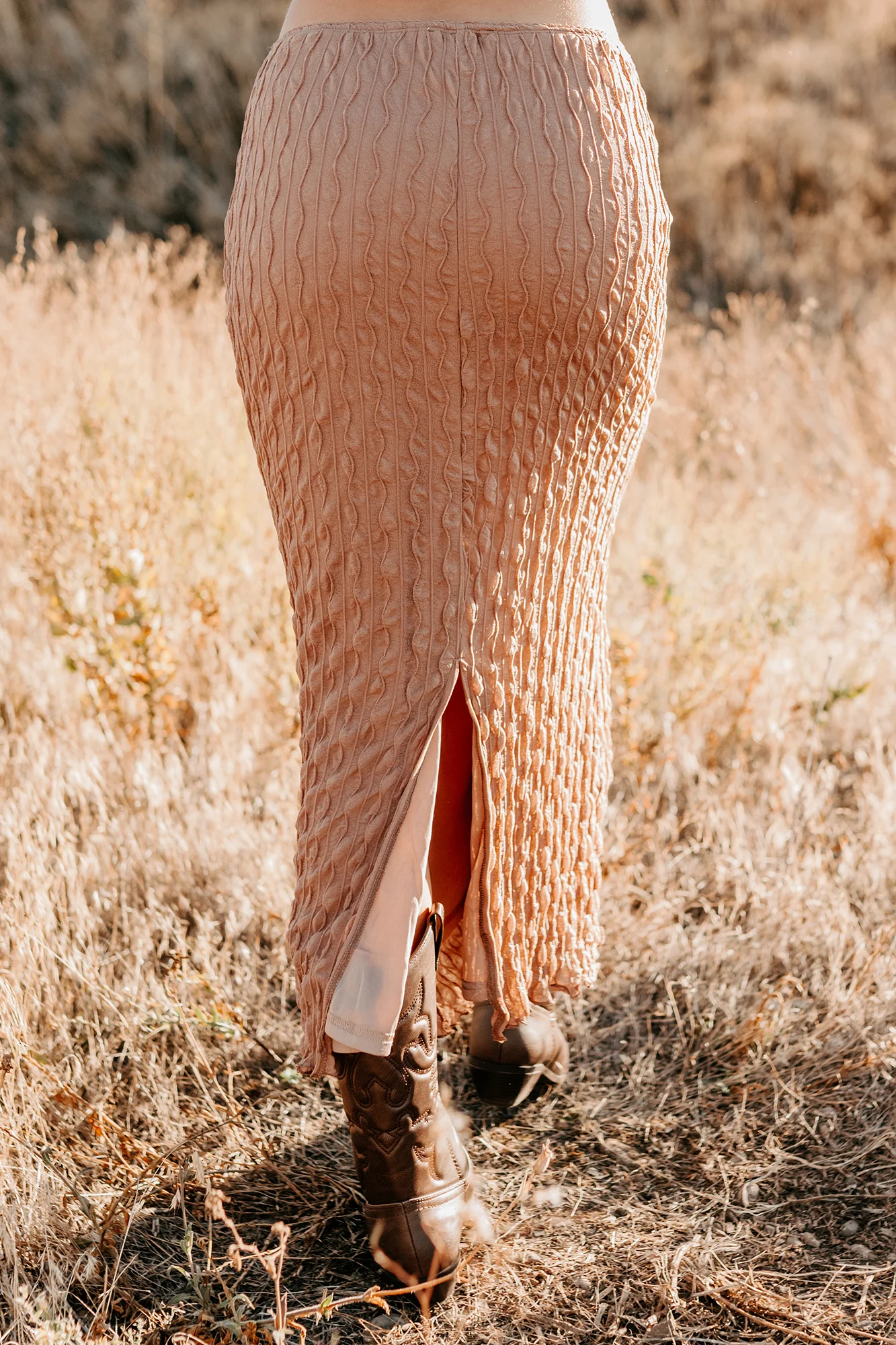 Polished Ease Textured Lace Maxi Skirt (Tan) - Image 6