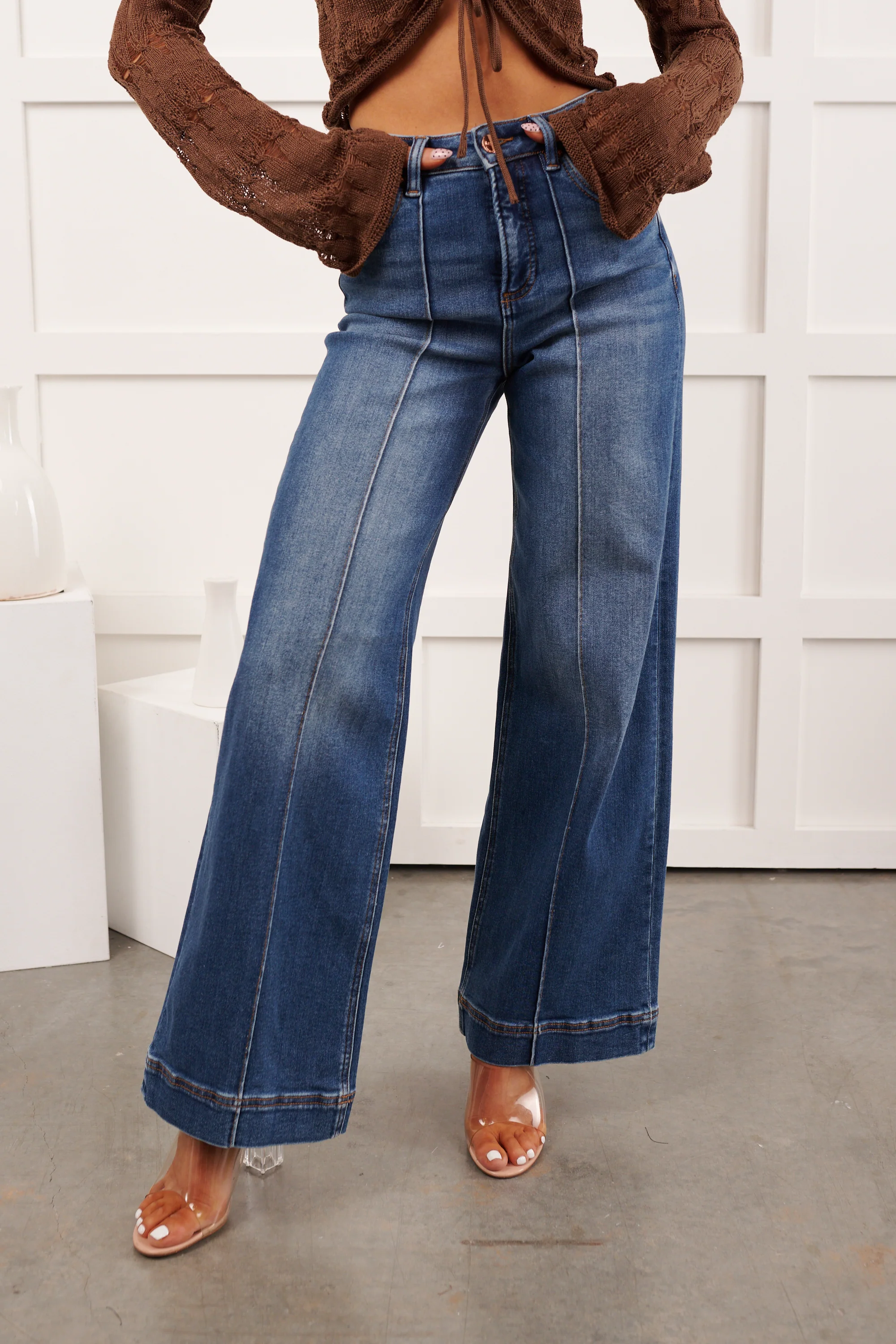 Renata High Rise Wide Leg Risen Jeans (Medium) - Image 2